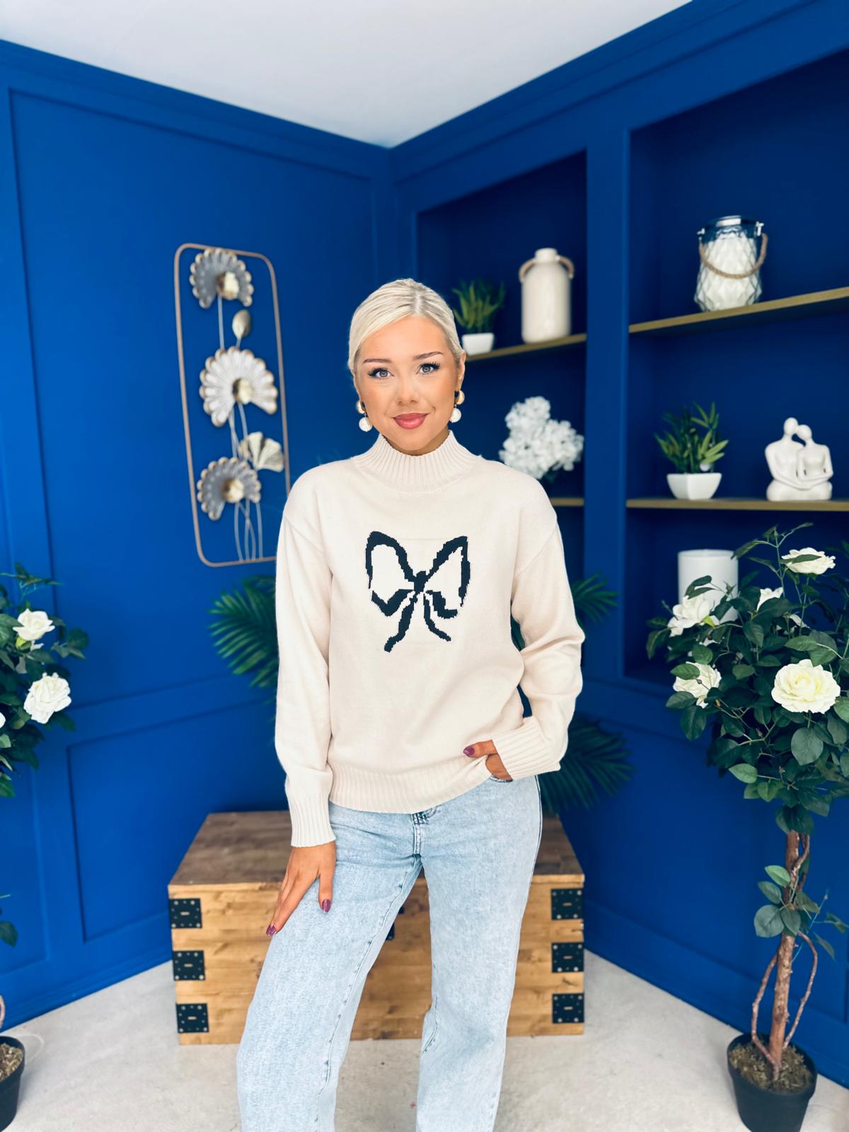 Bowie Detailed Knit Jumper Cream