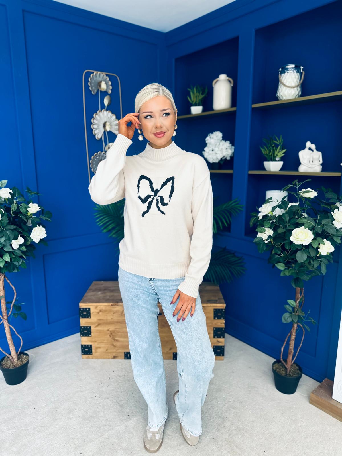 Bowie Detailed Knit Jumper Cream