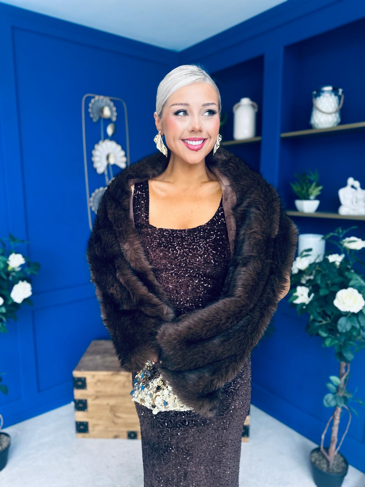 Tiana Faux Fur Shawl Coco