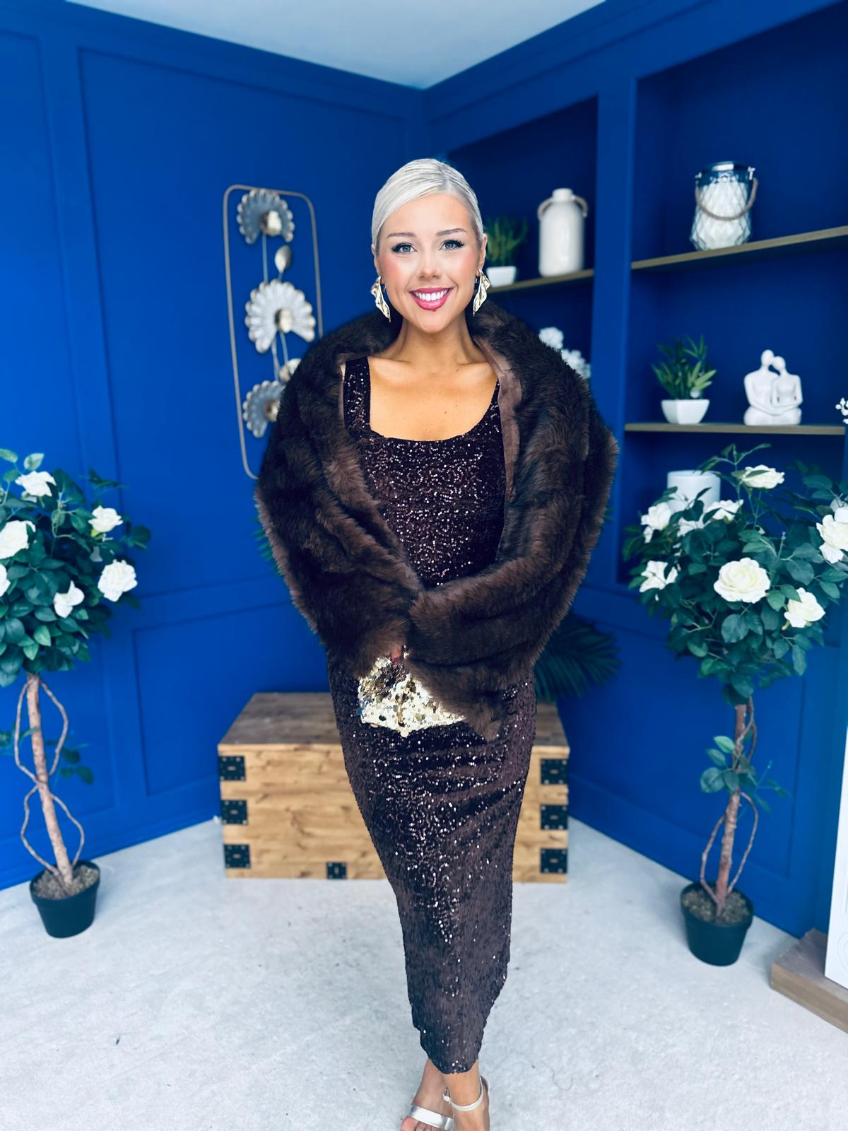 Tiana Faux Fur Shawl Coco