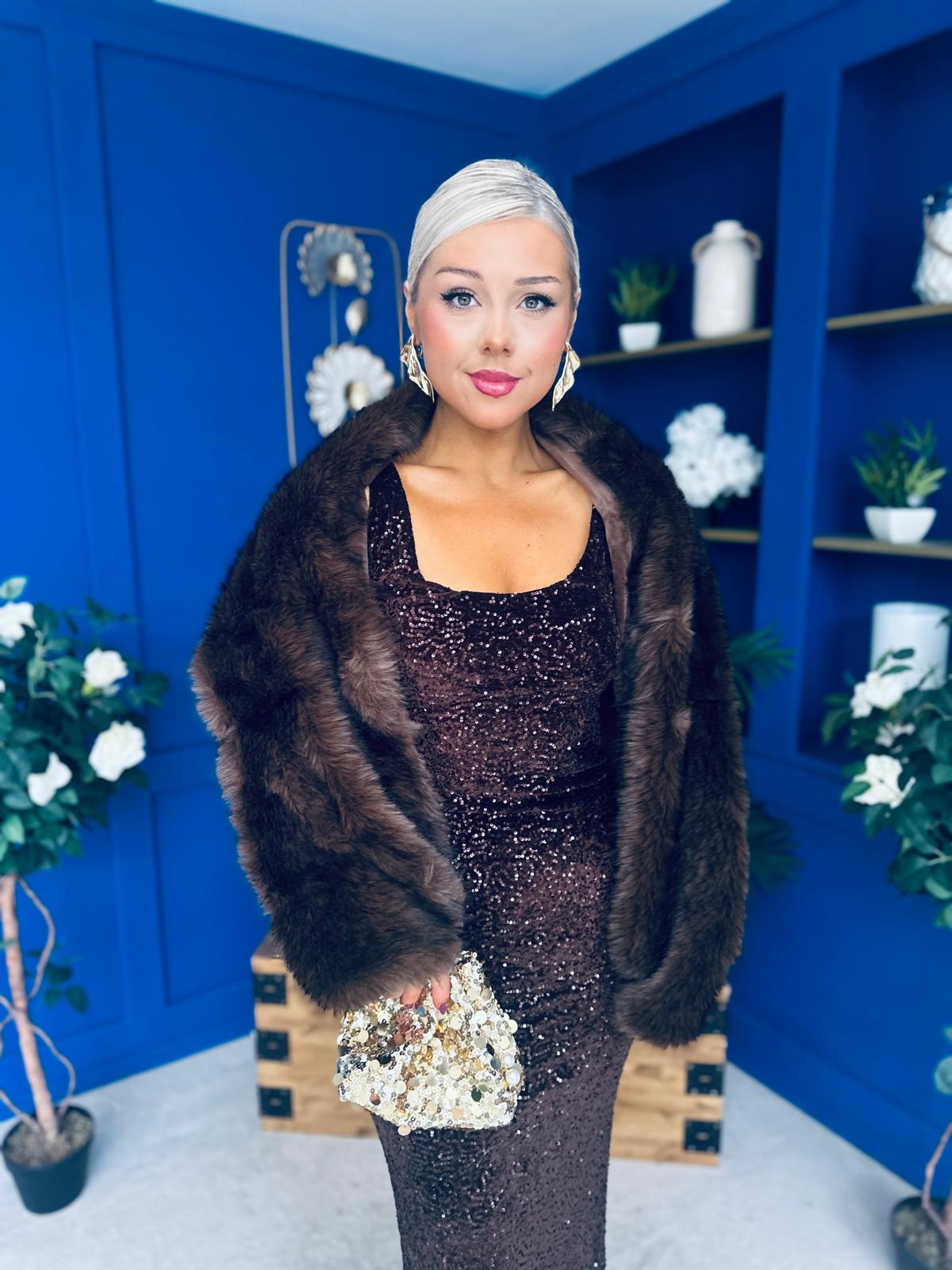 Tiana Faux Fur Shawl Coco