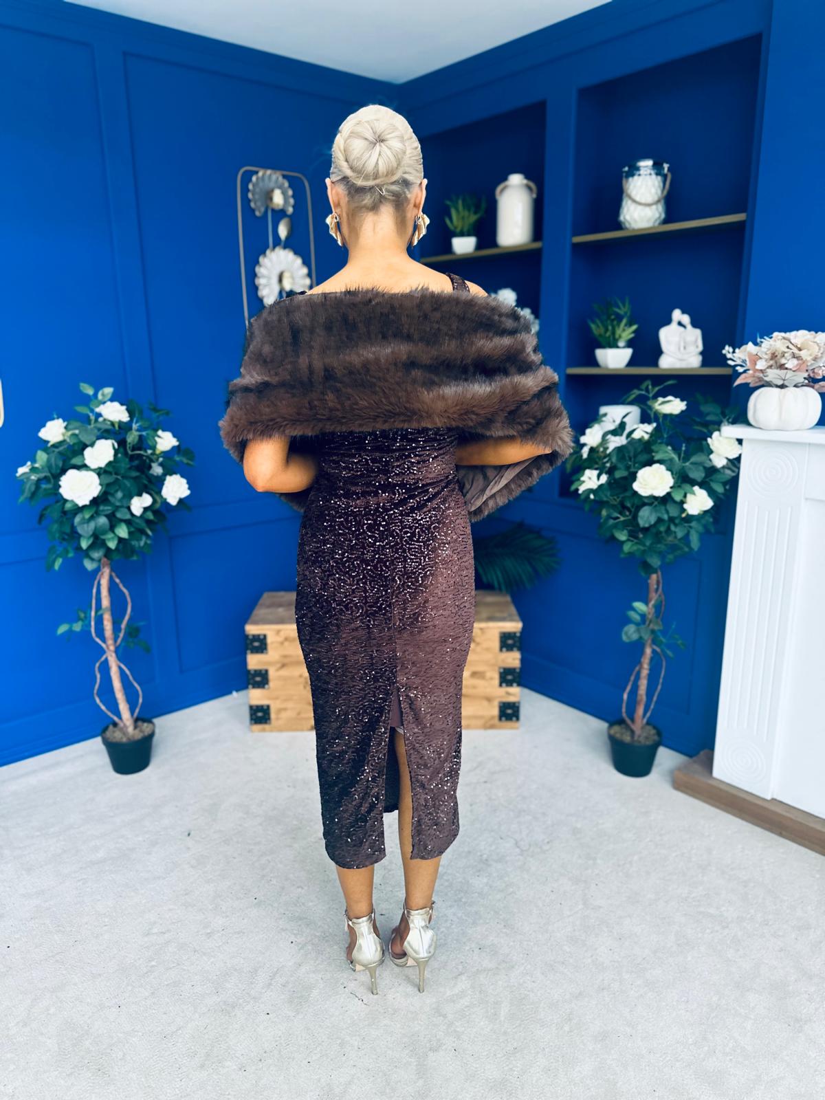 Tiana Faux Fur Shawl Coco