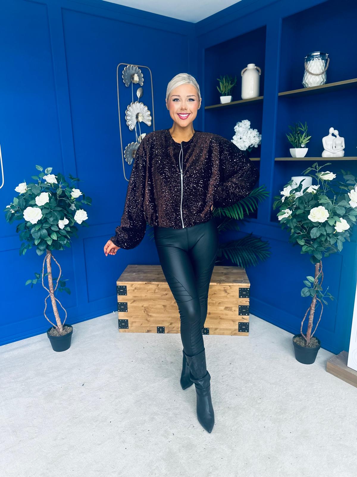Cody Sequin Bomber Jacket Coco