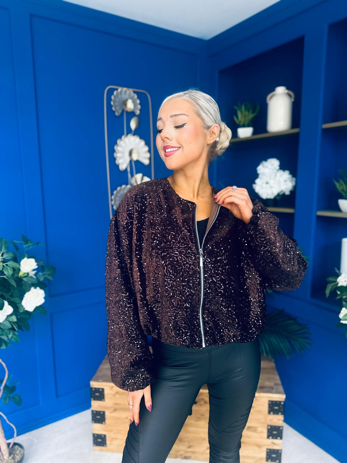 Cody Sequin Bomber Jacket Coco
