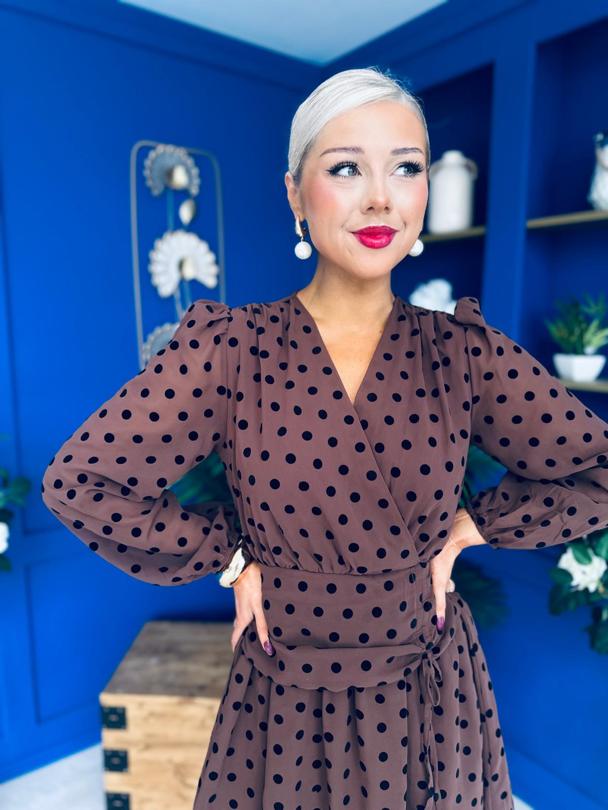 Karen Banded Mini Dress Polka Coco