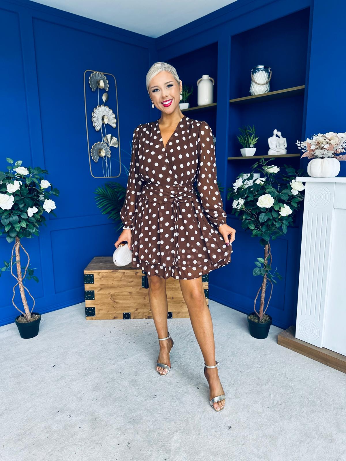 Joanna Banded Mini Dress Polka Coco