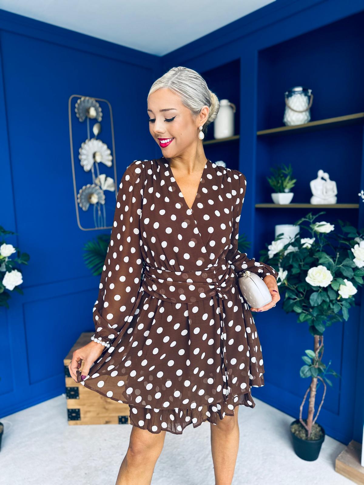 Joanna Banded Mini Dress Polka Coco