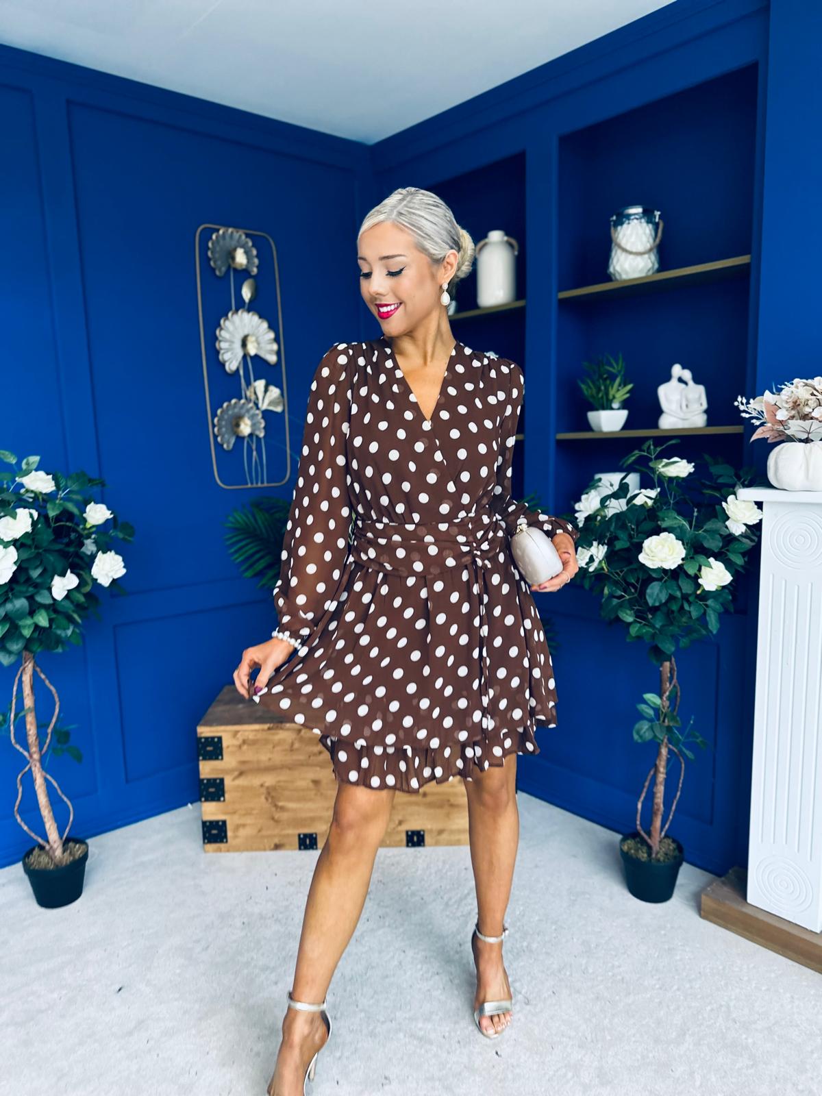 Joanna Banded Mini Dress Polka Coco
