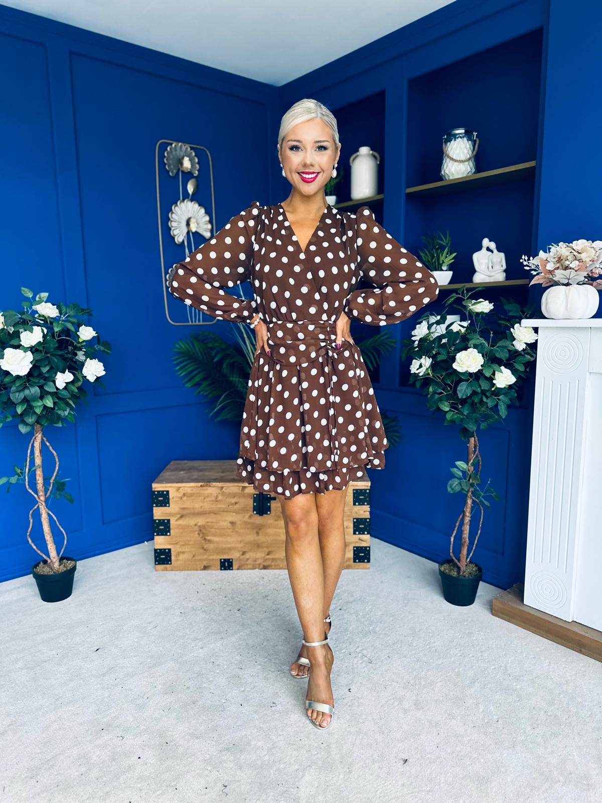 Joanna Banded Mini Dress Polka Coco