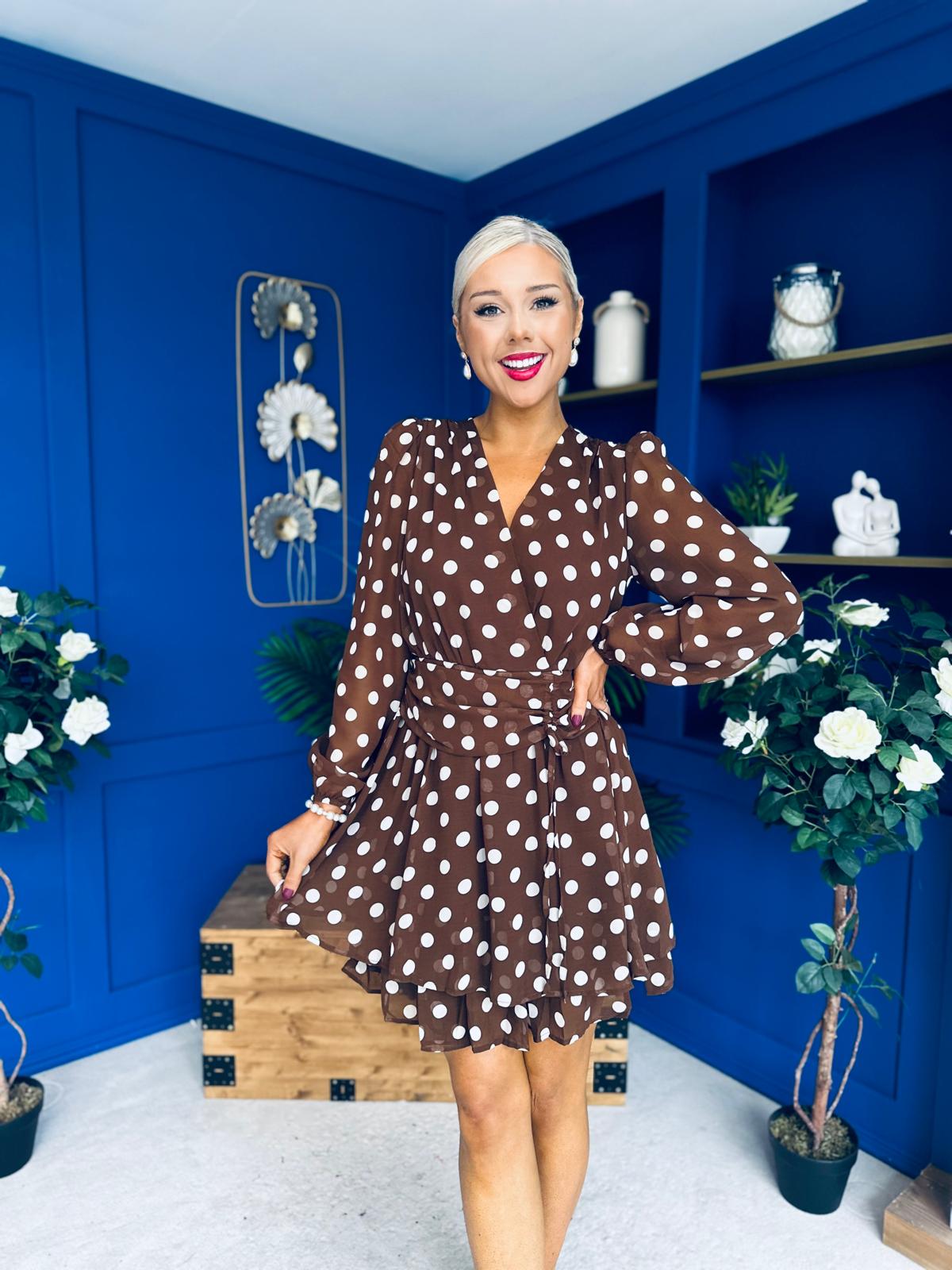 Joanna Banded Mini Dress Polka Coco