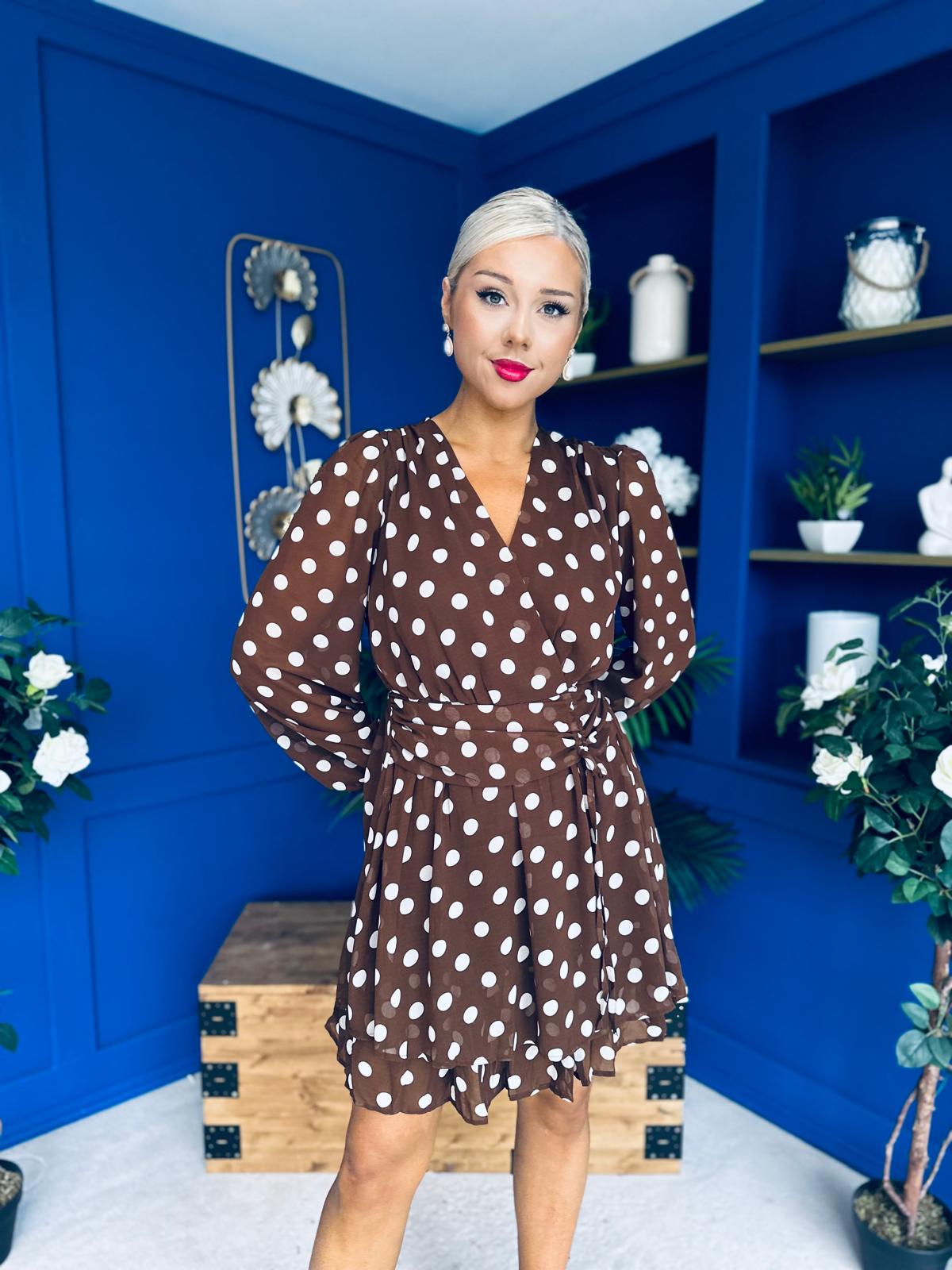 Joanna Banded Mini Dress Polka Coco