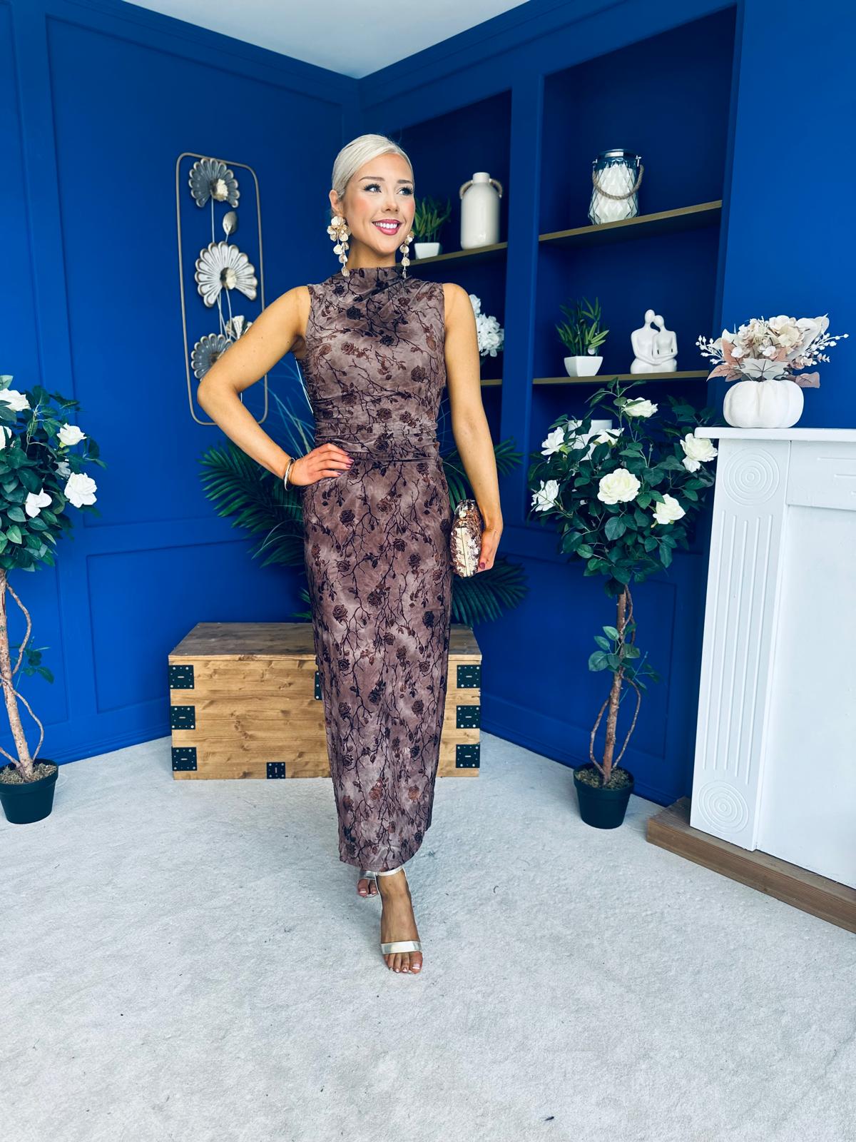 Patricia Cowl Neck Occasion Dress Burnout Coco