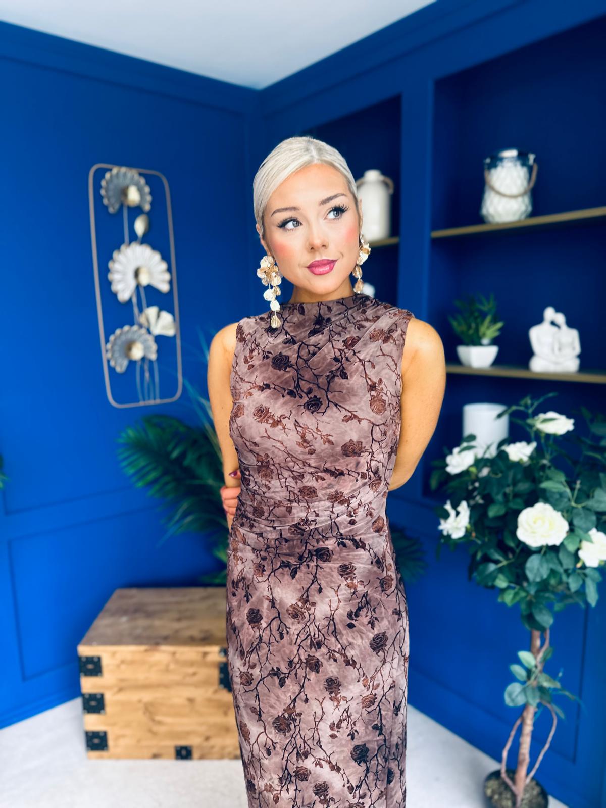 Patricia Cowl Neck Occasion Dress Burnout Coco