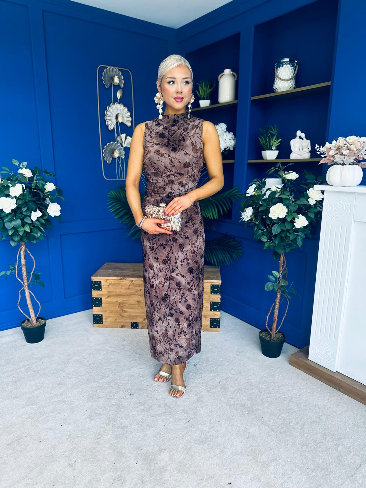 Patricia Cowl Neck Occasion Dress Burnout Coco