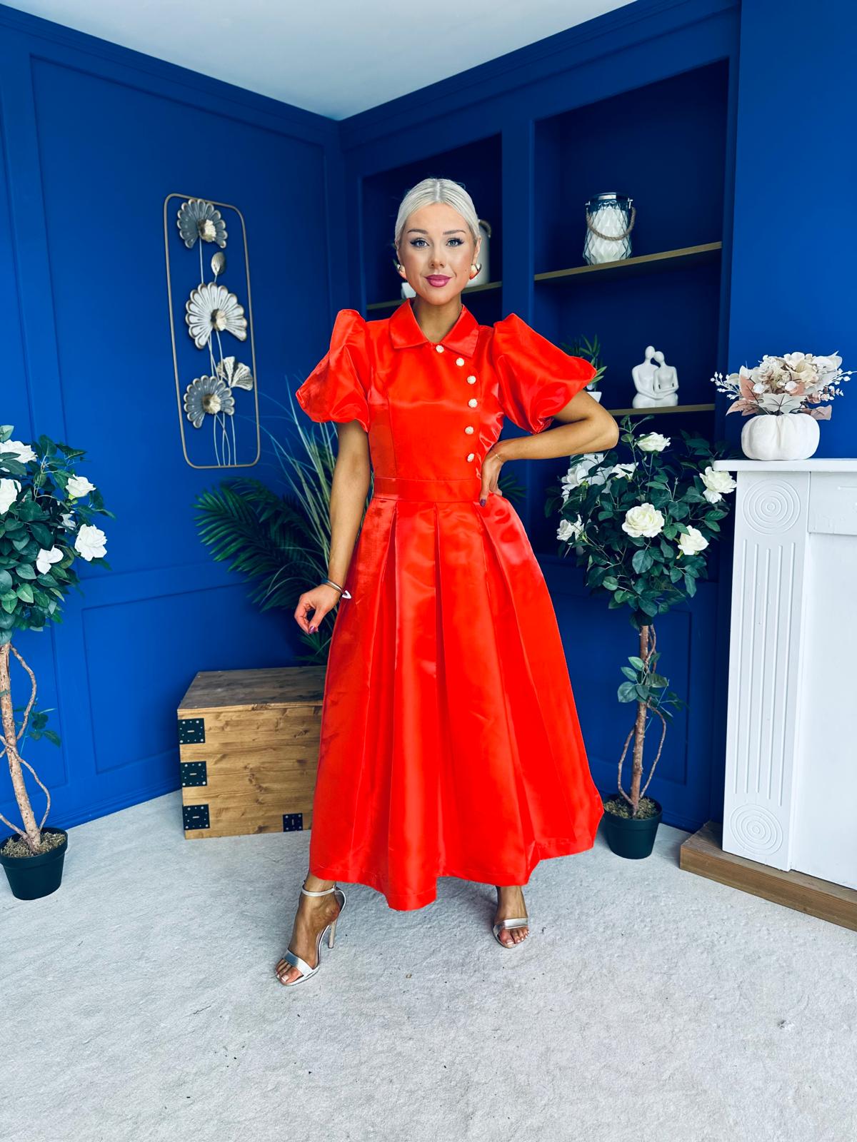 Felicity Detailed Occasion Midi Dress Amber