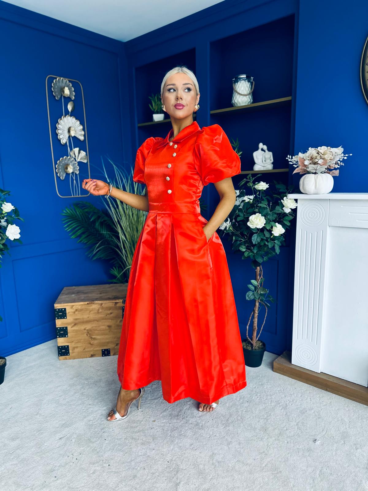 Felicity Detailed Occasion Midi Dress Amber