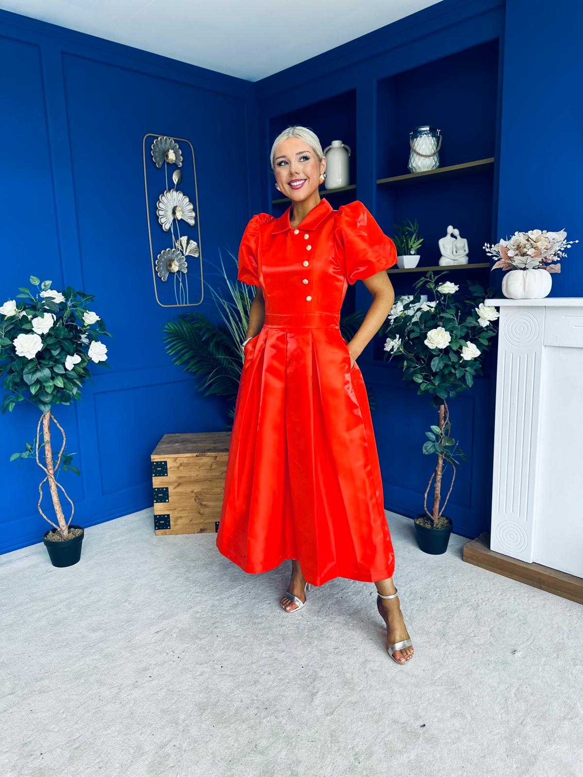 Felicity Detailed Occasion Midi Dress Amber