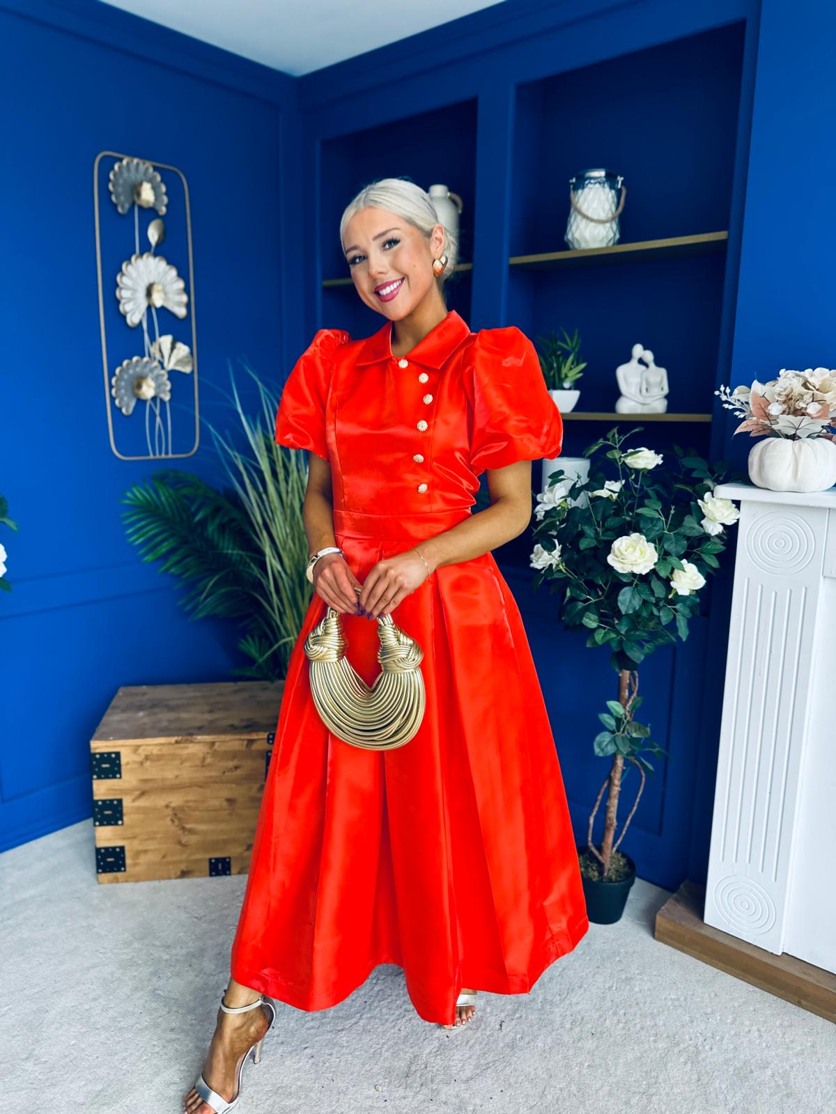 Felicity Detailed Occasion Midi Dress Amber