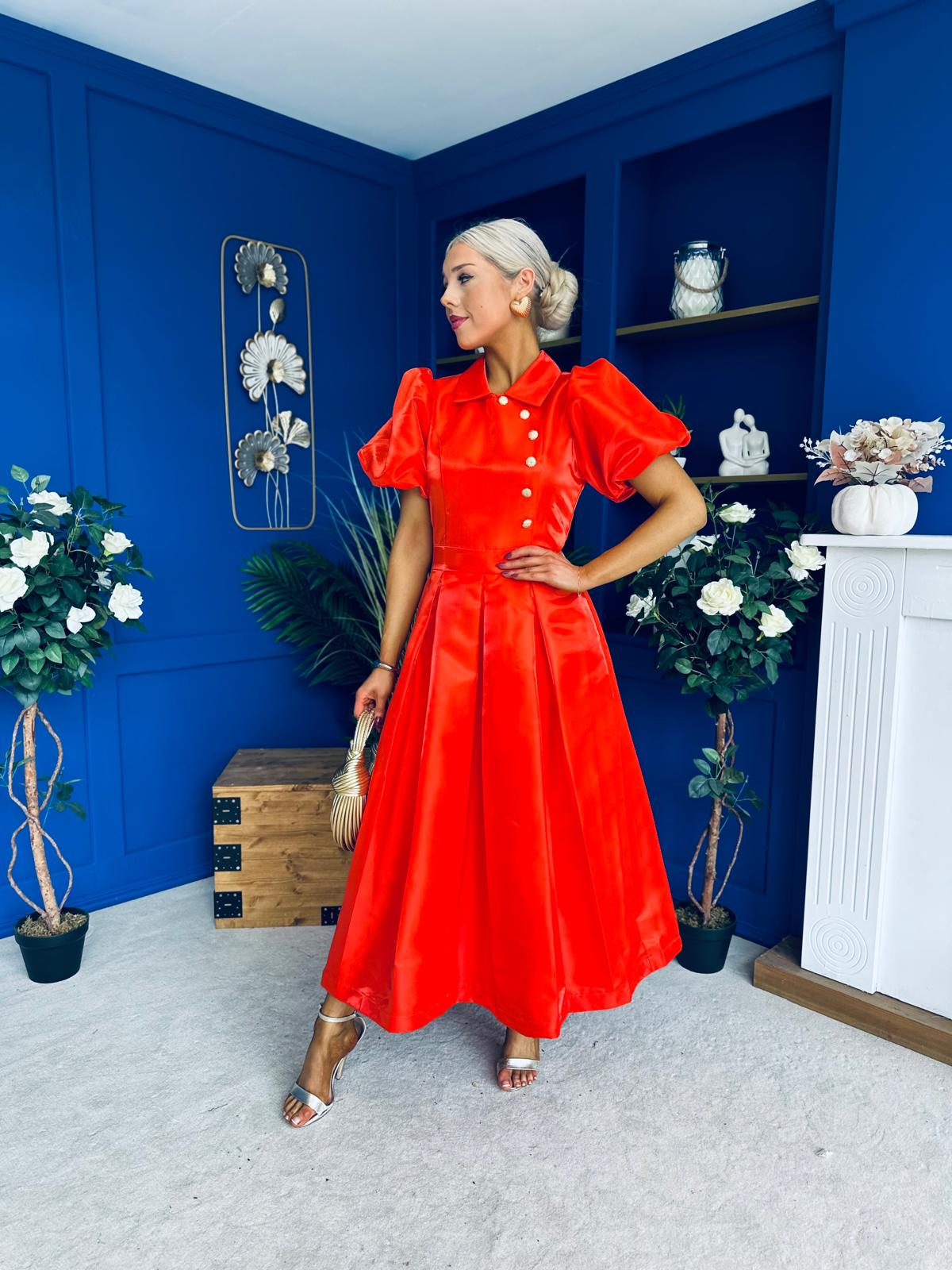 Felicity Detailed Occasion Midi Dress Amber