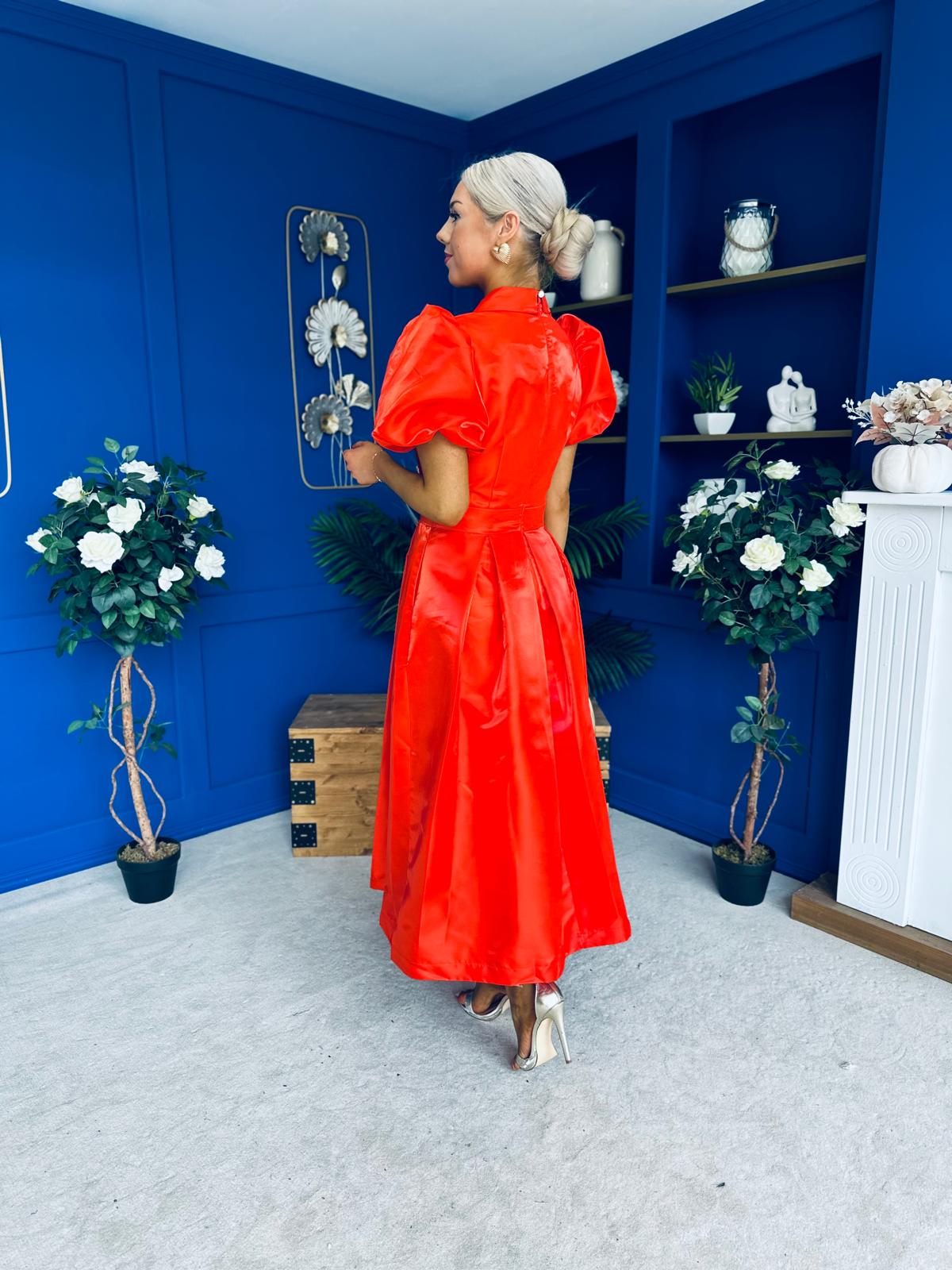 Felicity Detailed Occasion Midi Dress Amber