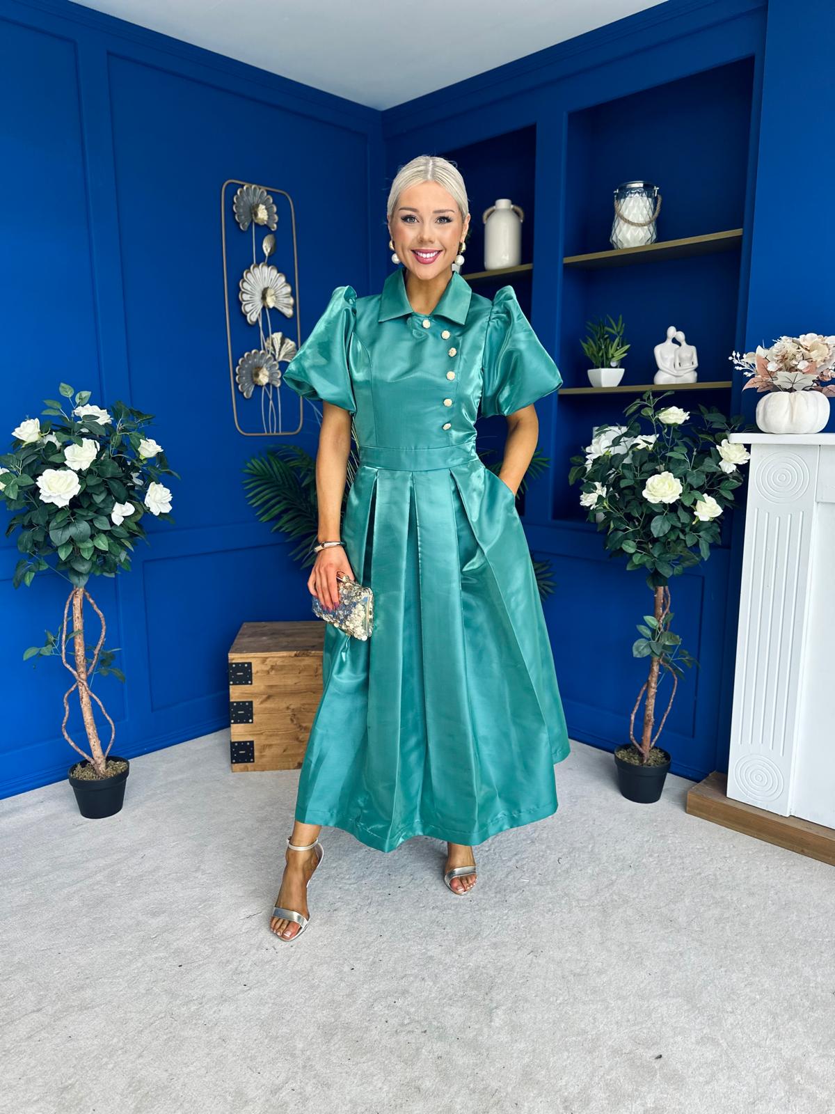 Felicity Detailed Occasion Midi Dress Forest