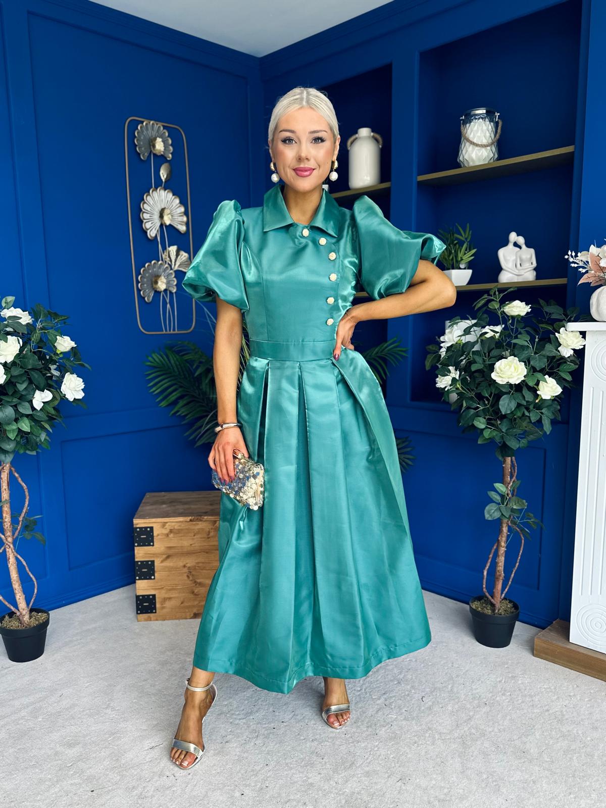 Felicity Detailed Occasion Midi Dress Forest