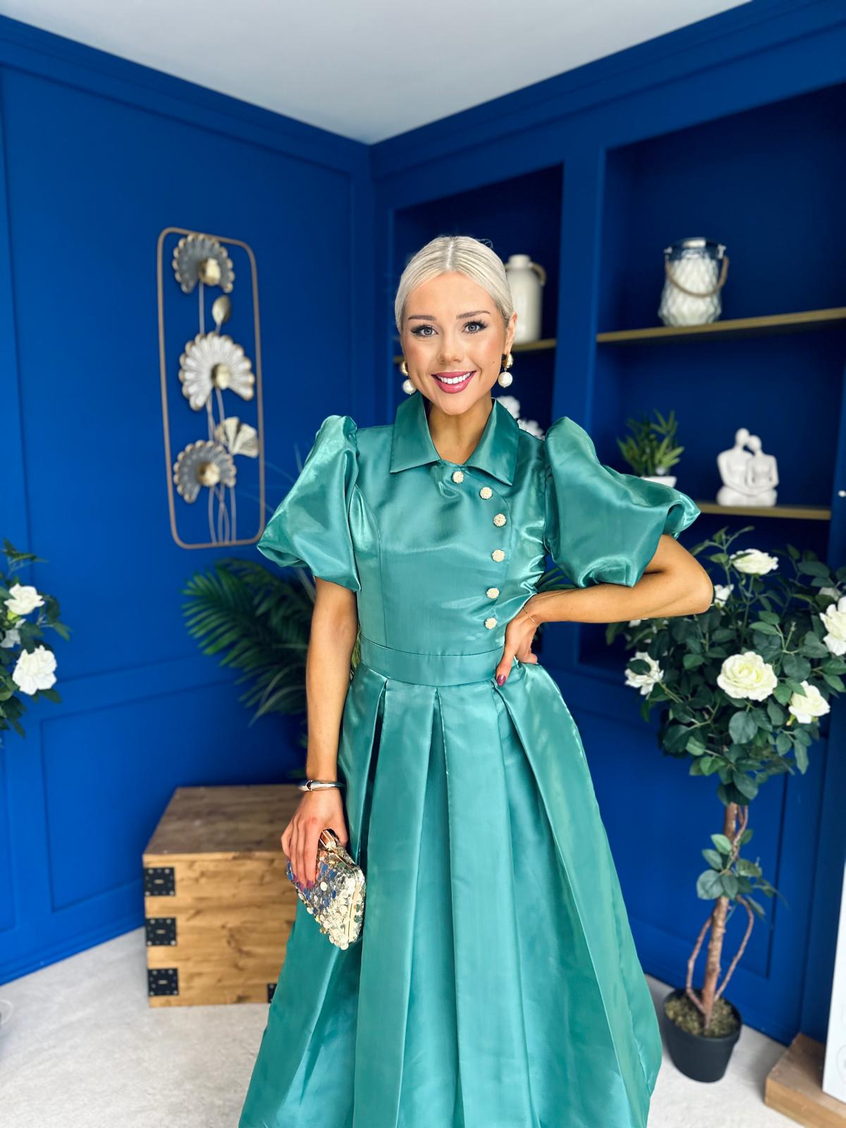 Felicity Detailed Occasion Midi Dress Forest
