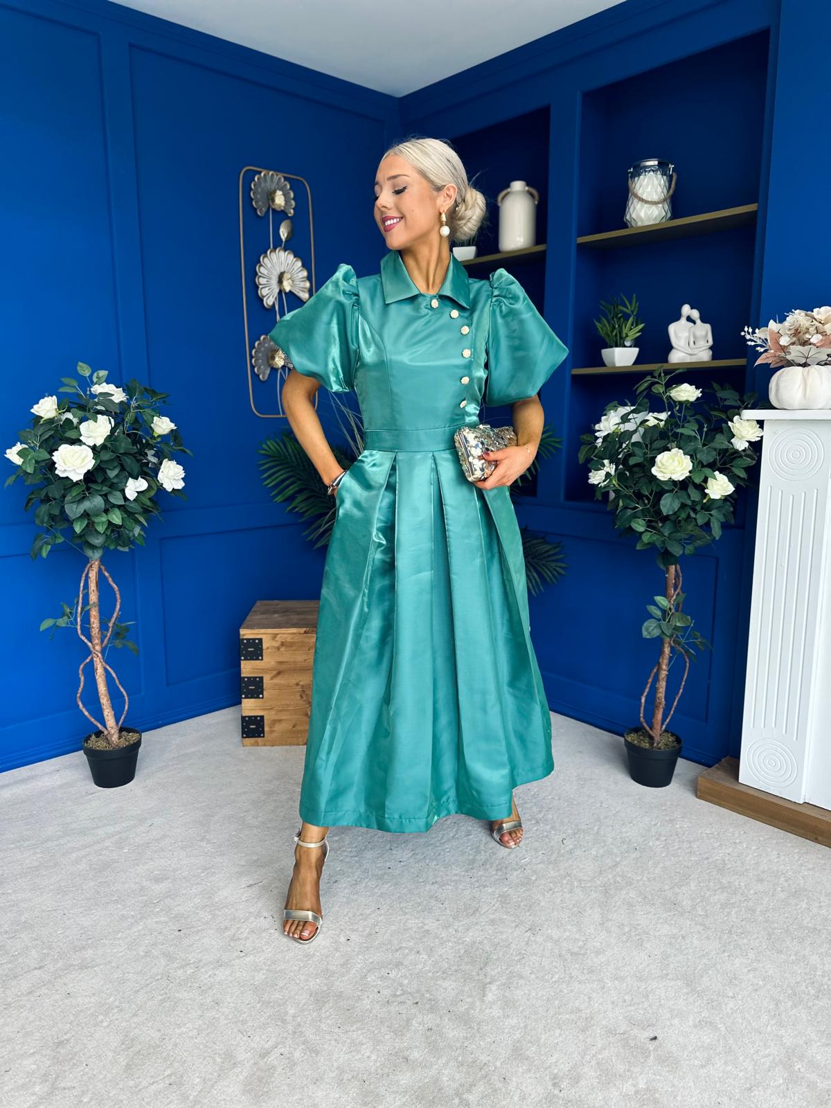 Felicity Detailed Occasion Midi Dress Forest
