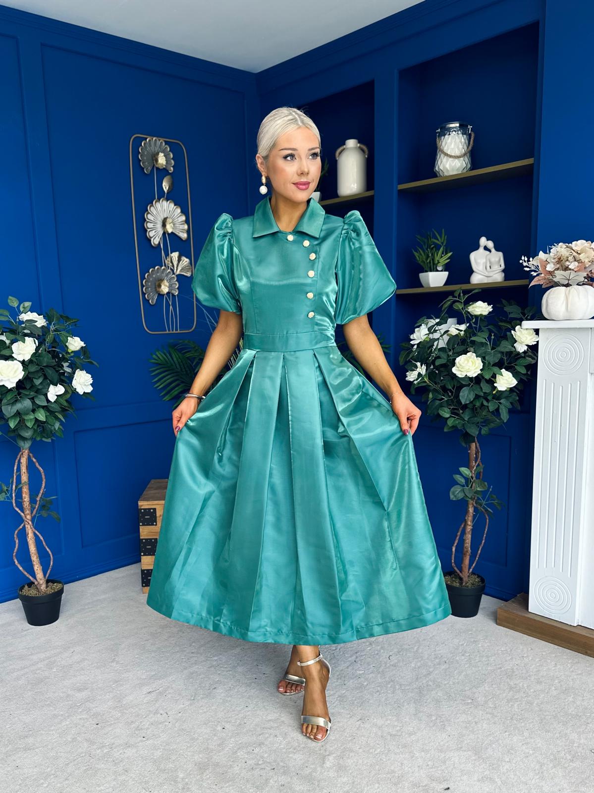 Felicity Detailed Occasion Midi Dress Forest