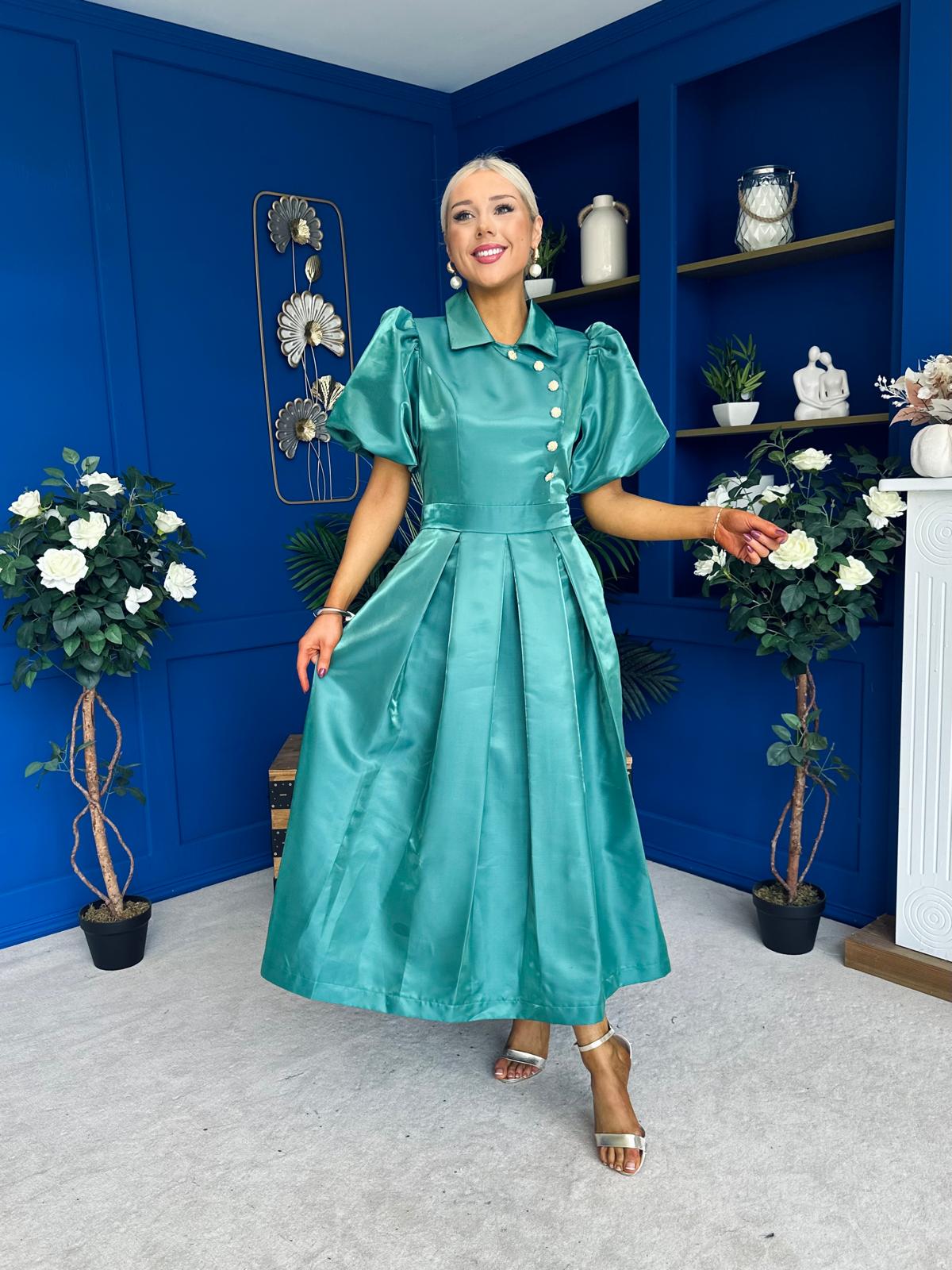 Felicity Detailed Occasion Midi Dress Forest