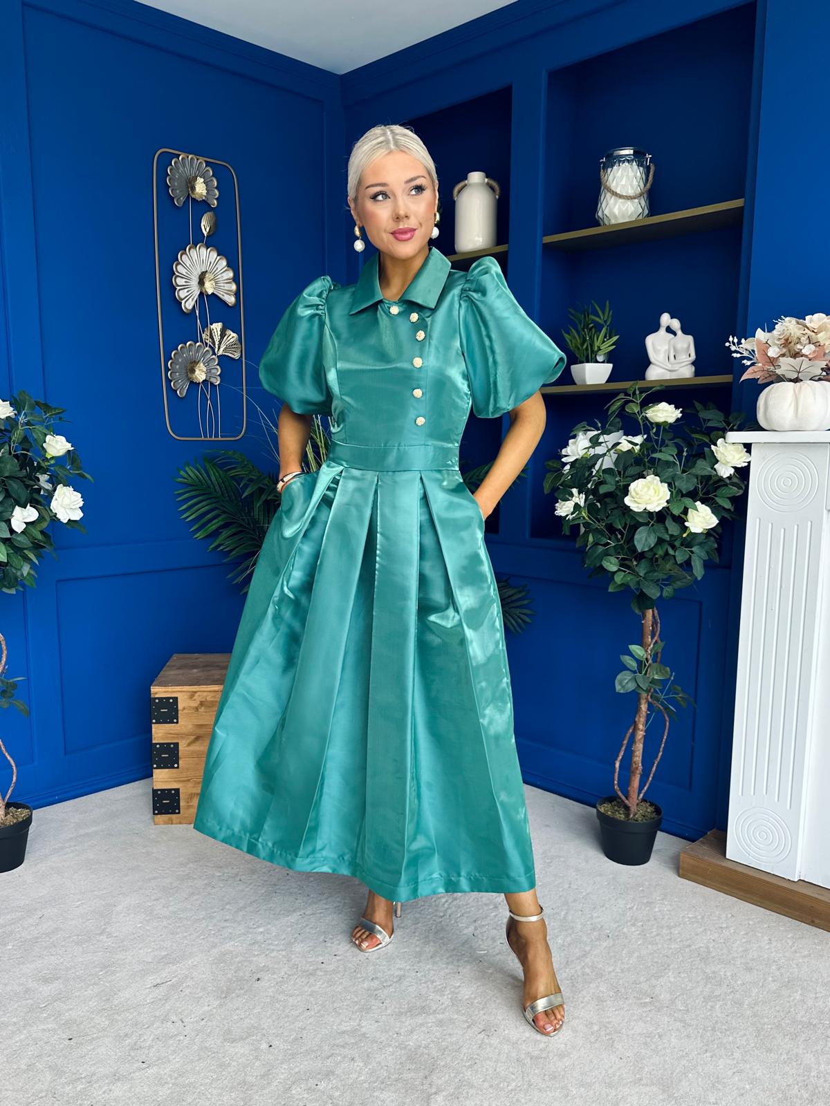 Felicity Detailed Occasion Midi Dress Forest