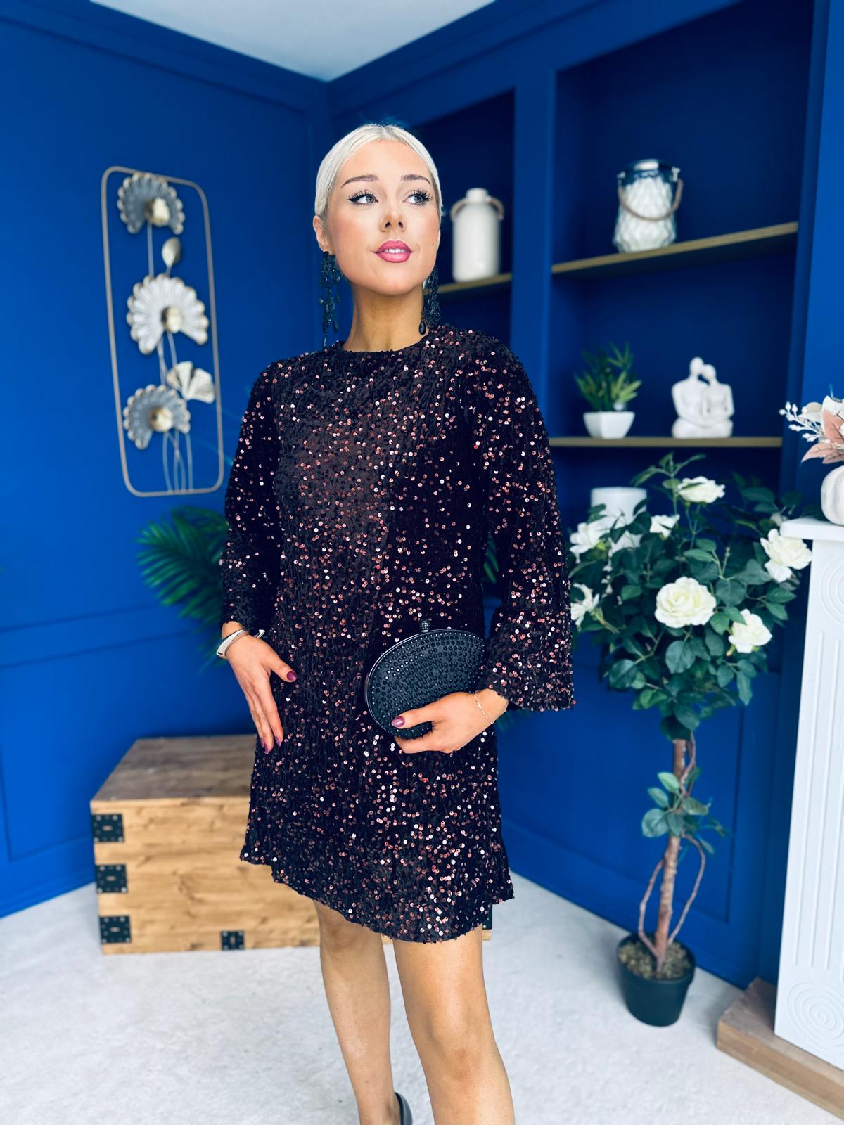 Marlie Bow Detail Sequin Mini Dress Coco