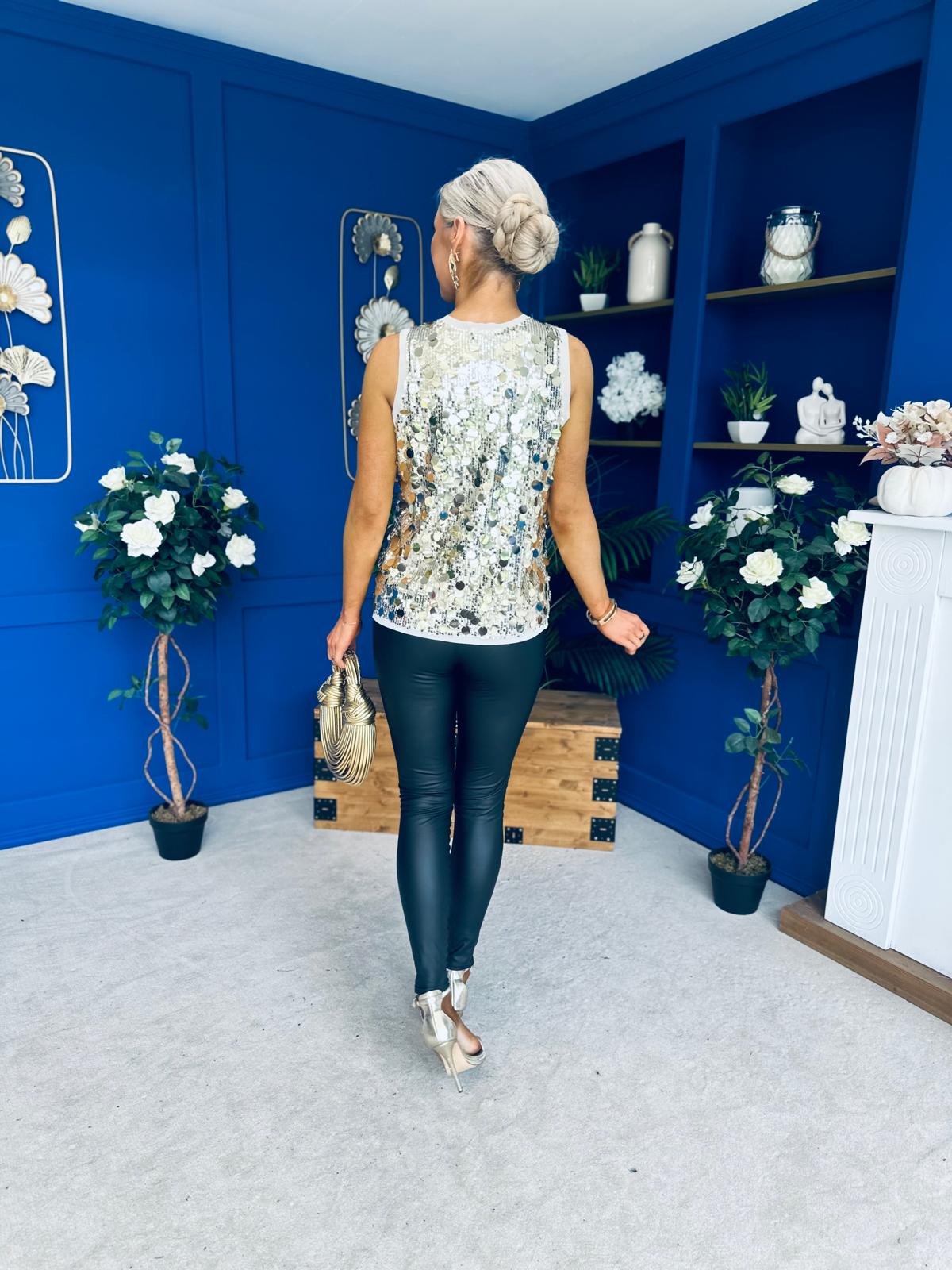 Kloe Large Sequin Top Gold