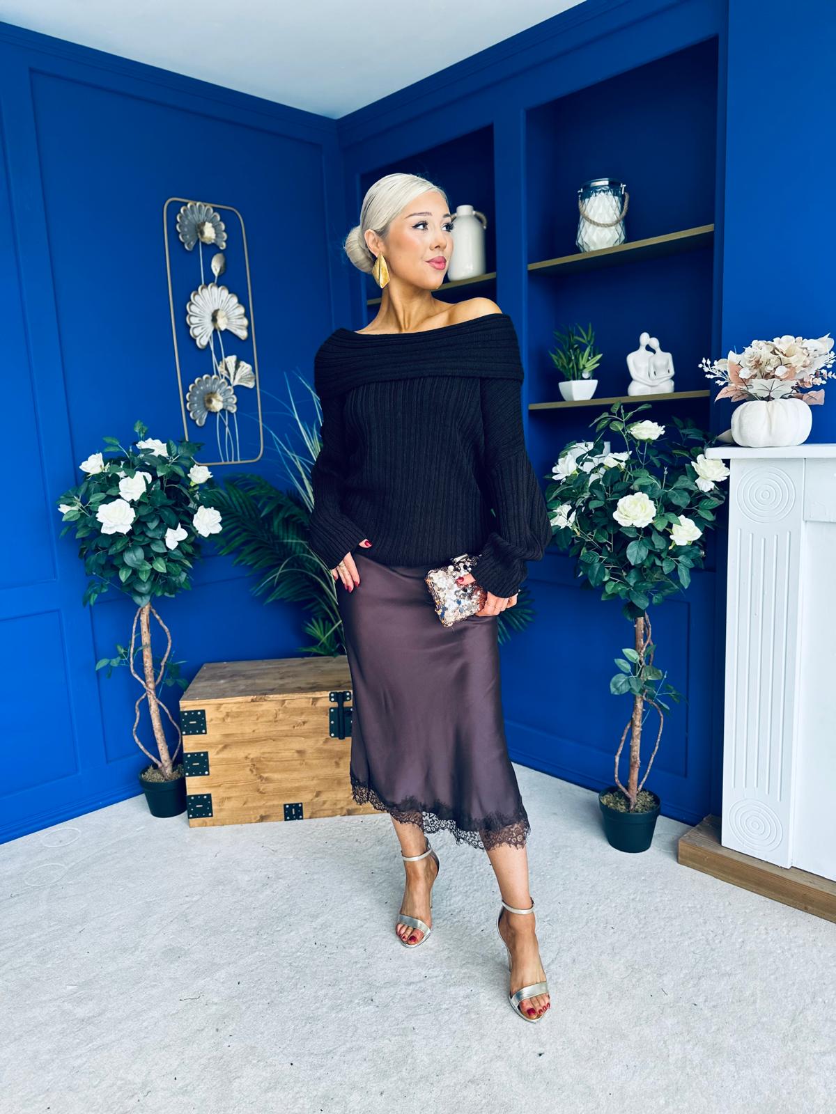 Tia Off Shoulder Knit Jumper Coco