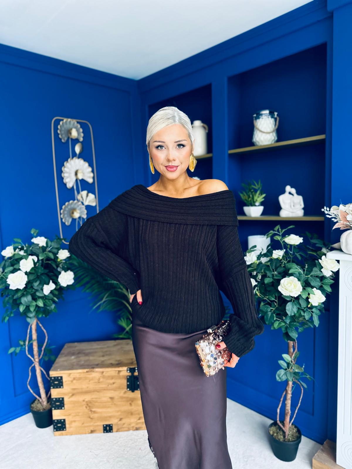 Tia Off Shoulder Knit Jumper Coco