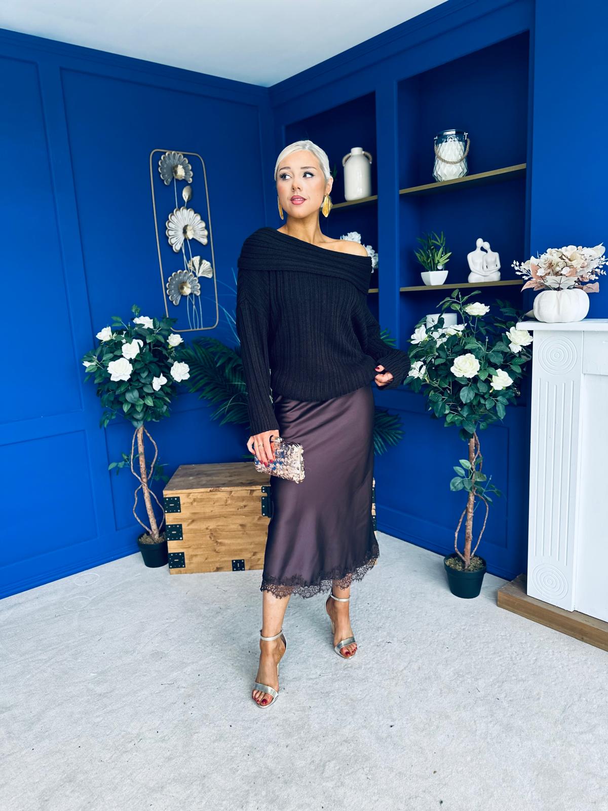 Tia Off Shoulder Knit Jumper Coco