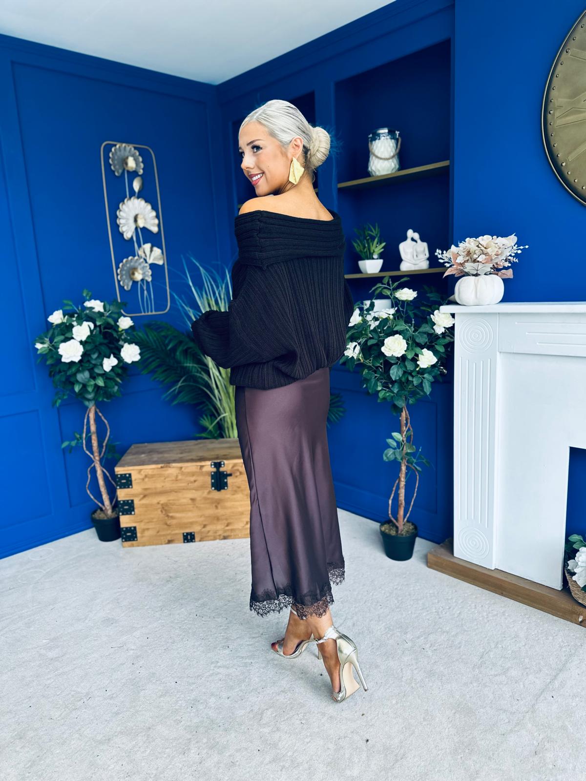 Tia Off Shoulder Knit Jumper Coco