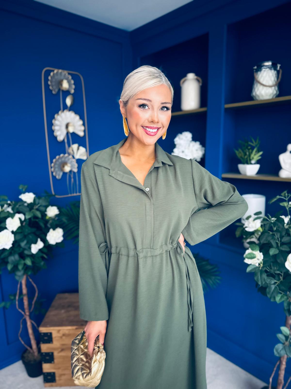 Bradley Detailed Midi Dress Khaki