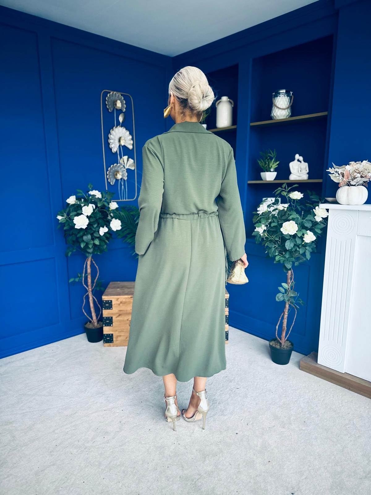 Bradley Detailed Midi Dress Khaki