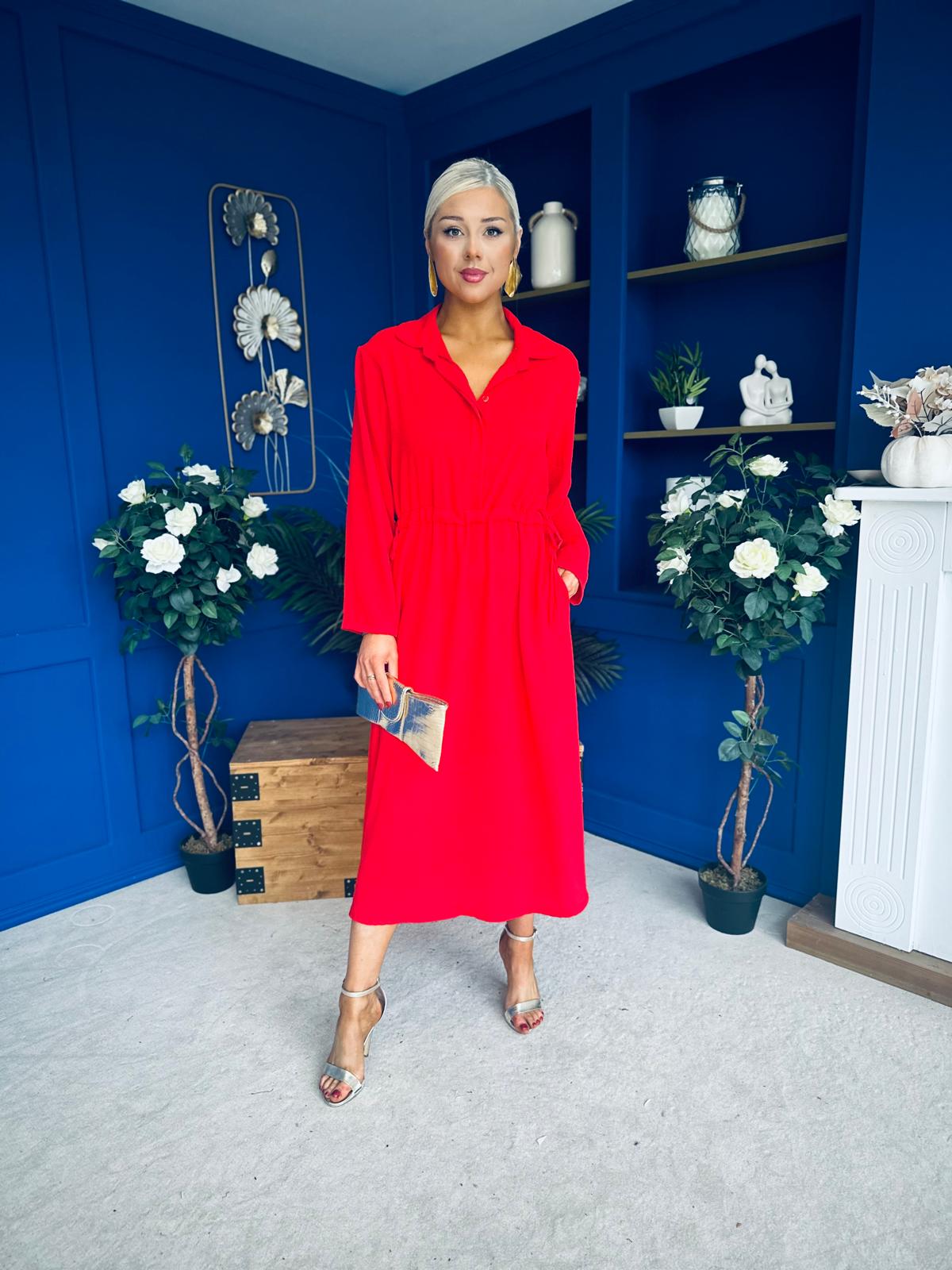 Bradley Detailed Midi Dress Red