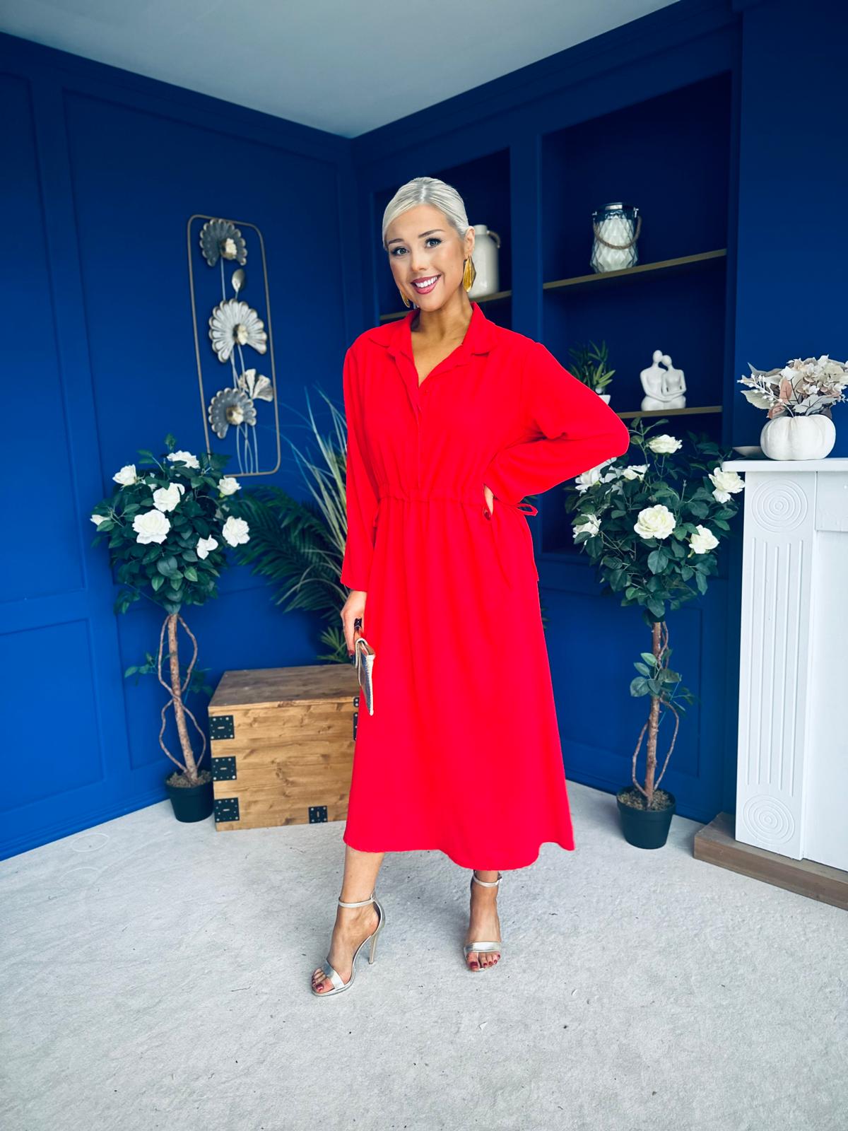 Bradley Detailed Midi Dress Red