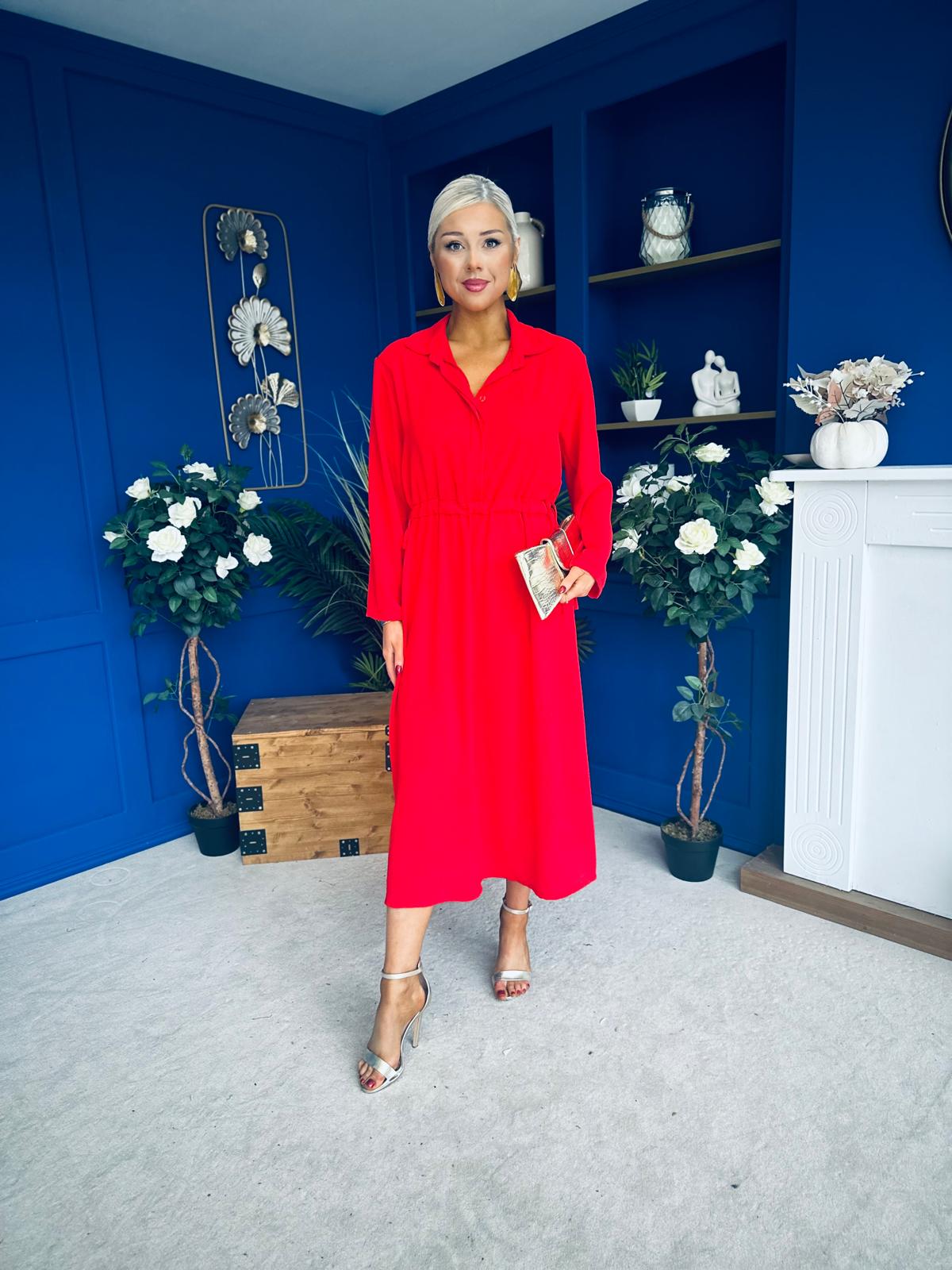 Bradley Detailed Midi Dress Red