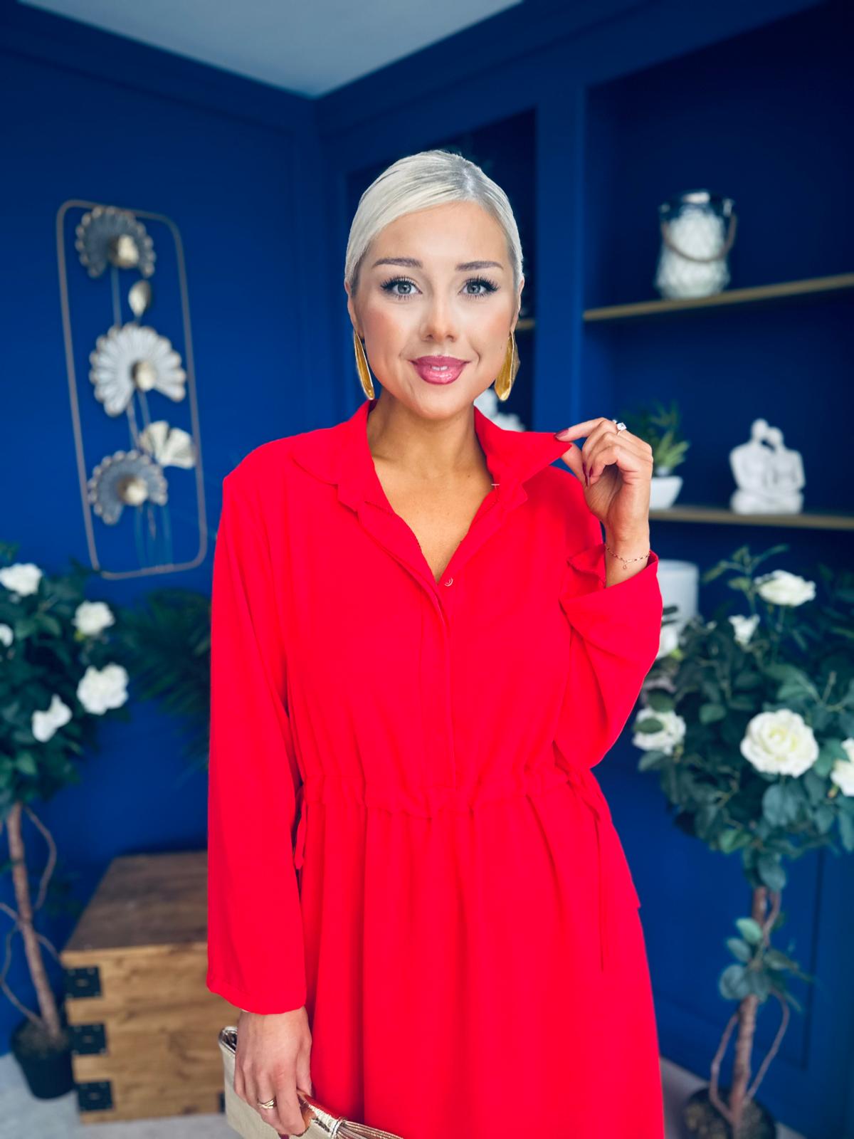 Bradley Detailed Midi Dress Red
