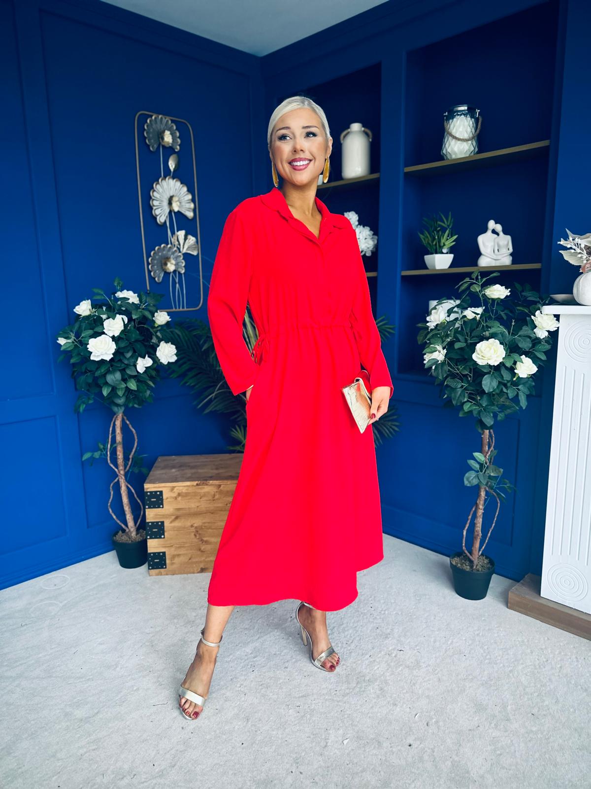Bradley Detailed Midi Dress Red