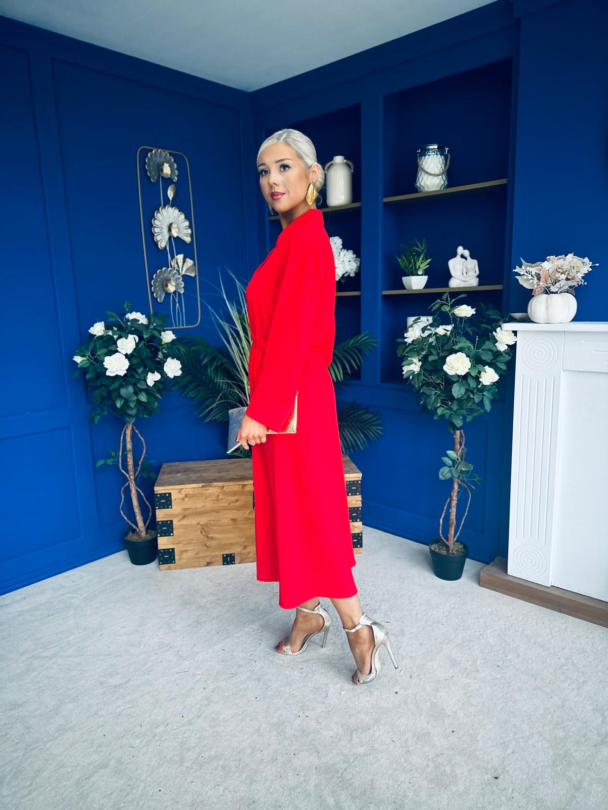 Bradley Detailed Midi Dress Red