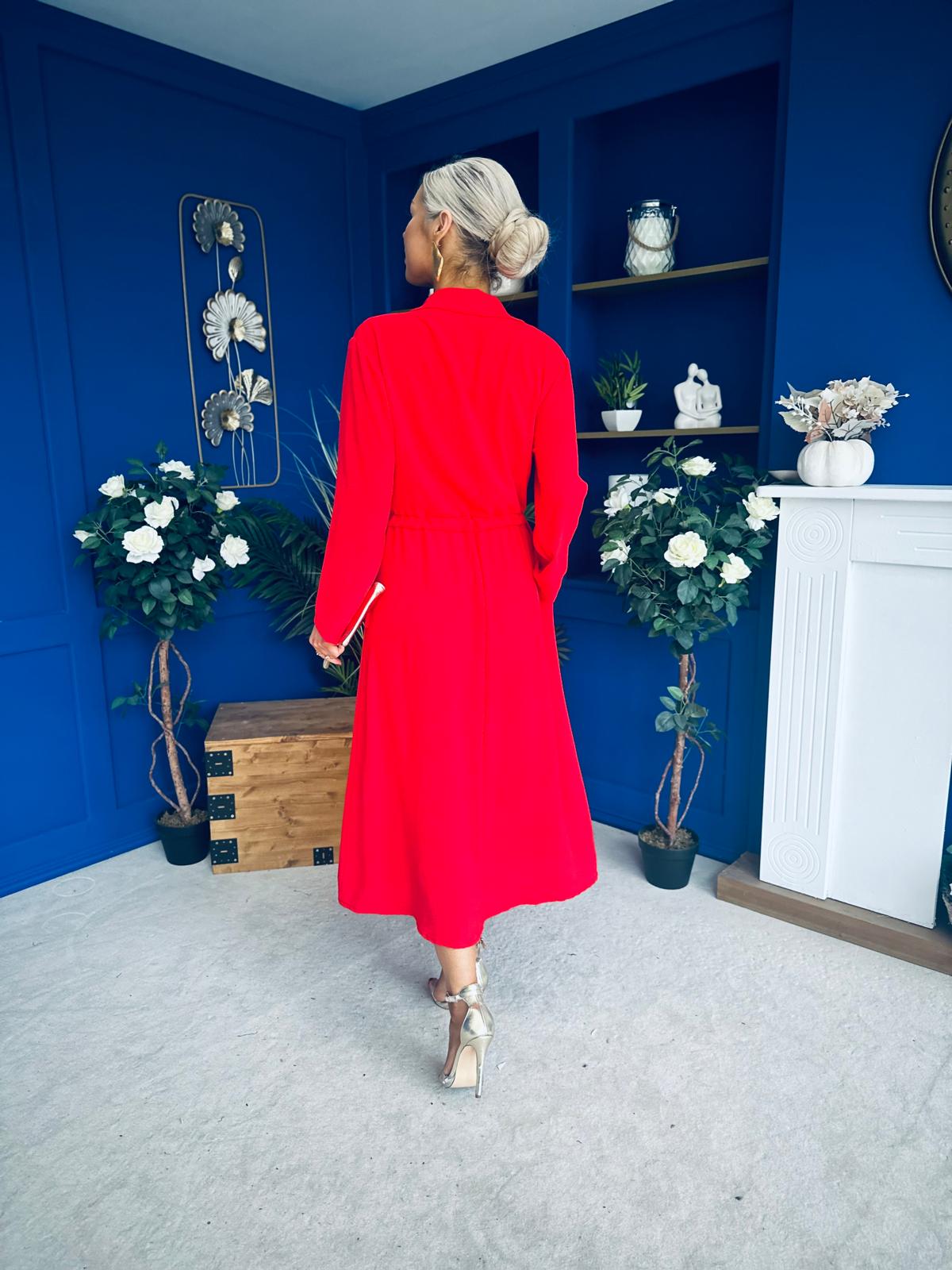 Bradley Detailed Midi Dress Red
