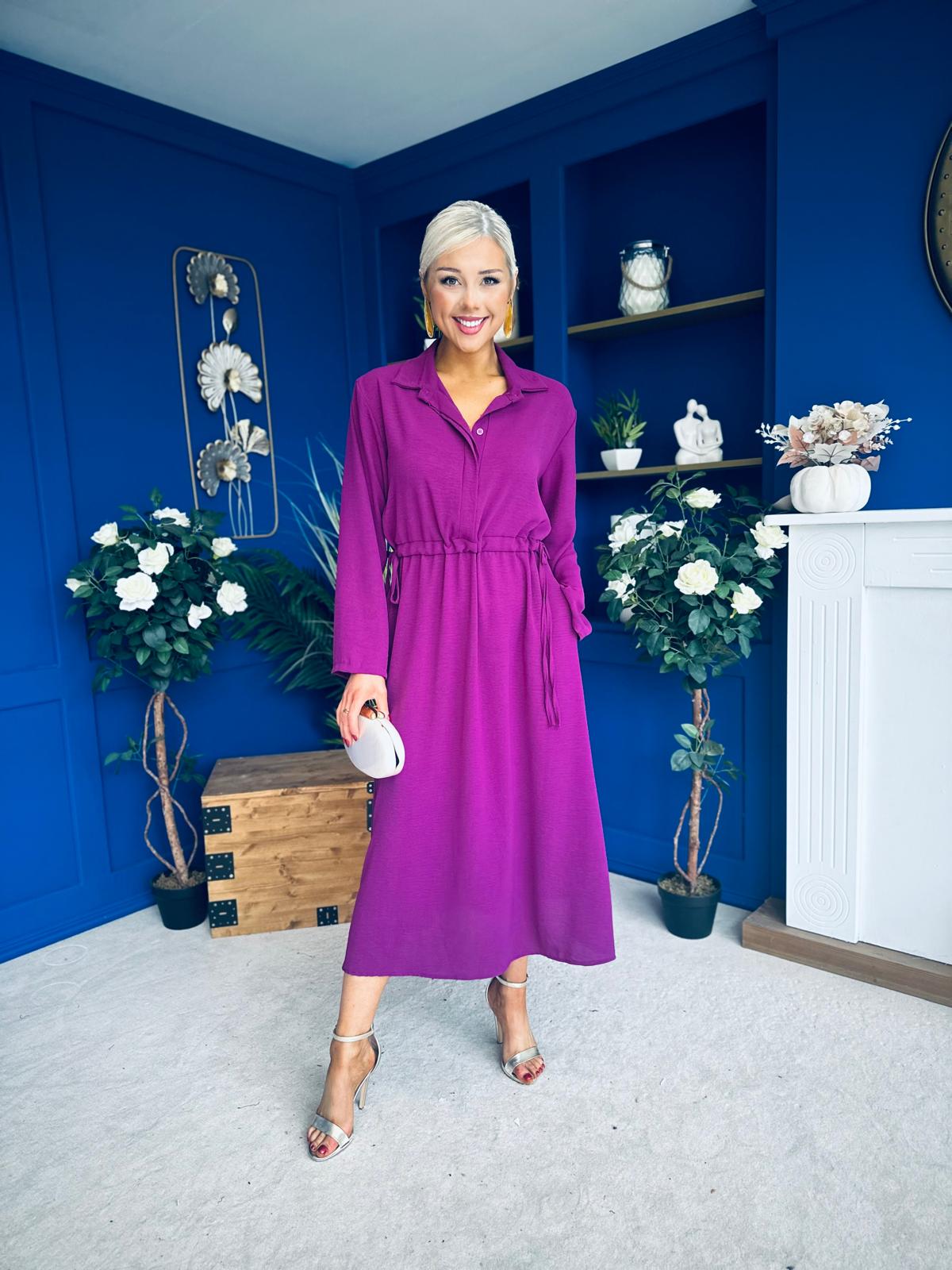 Bradley Detailed Midi Dress Berry