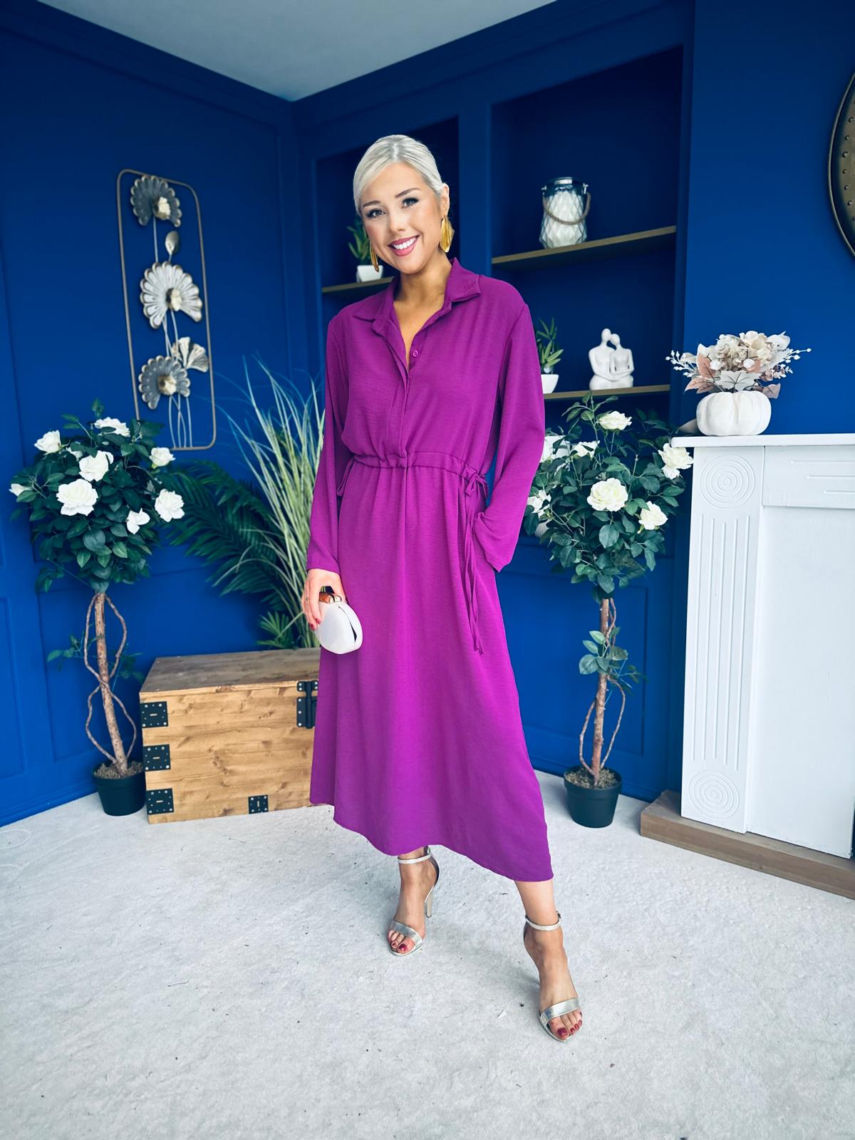 Bradley Detailed Midi Dress Berry