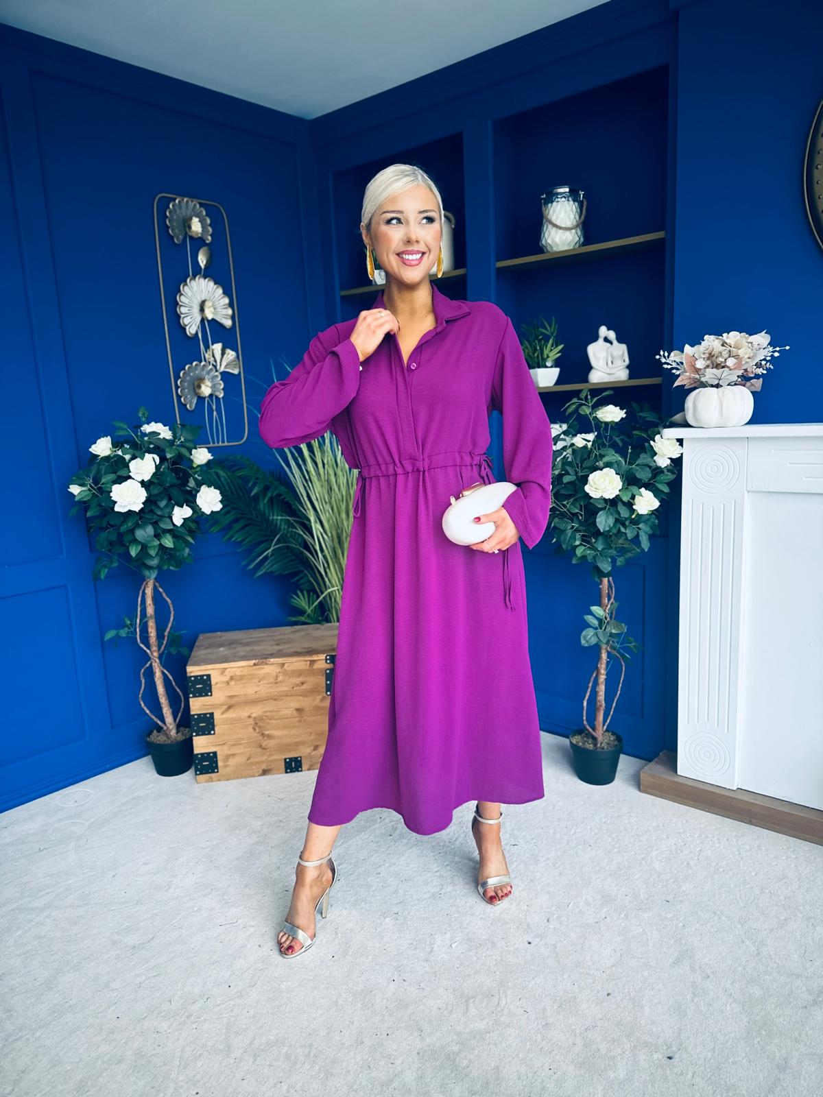 Bradley Detailed Midi Dress Berry