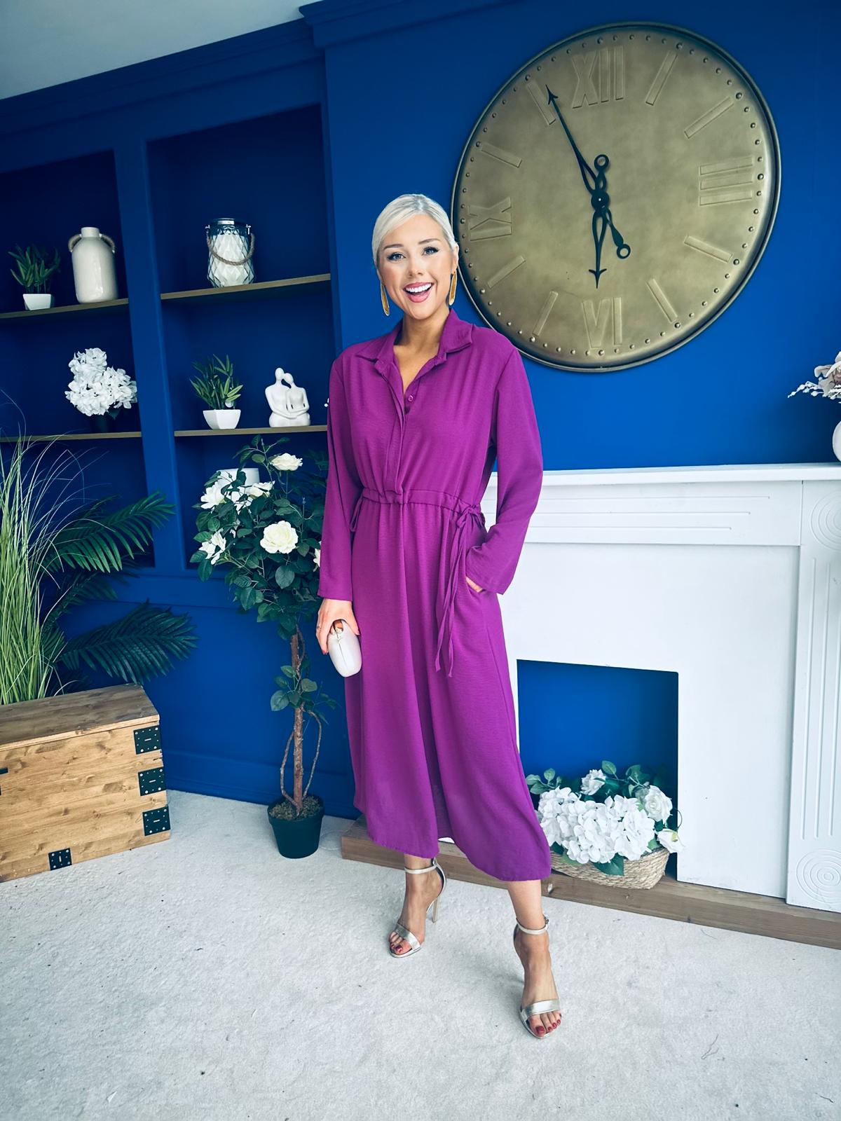 Bradley Detailed Midi Dress Berry